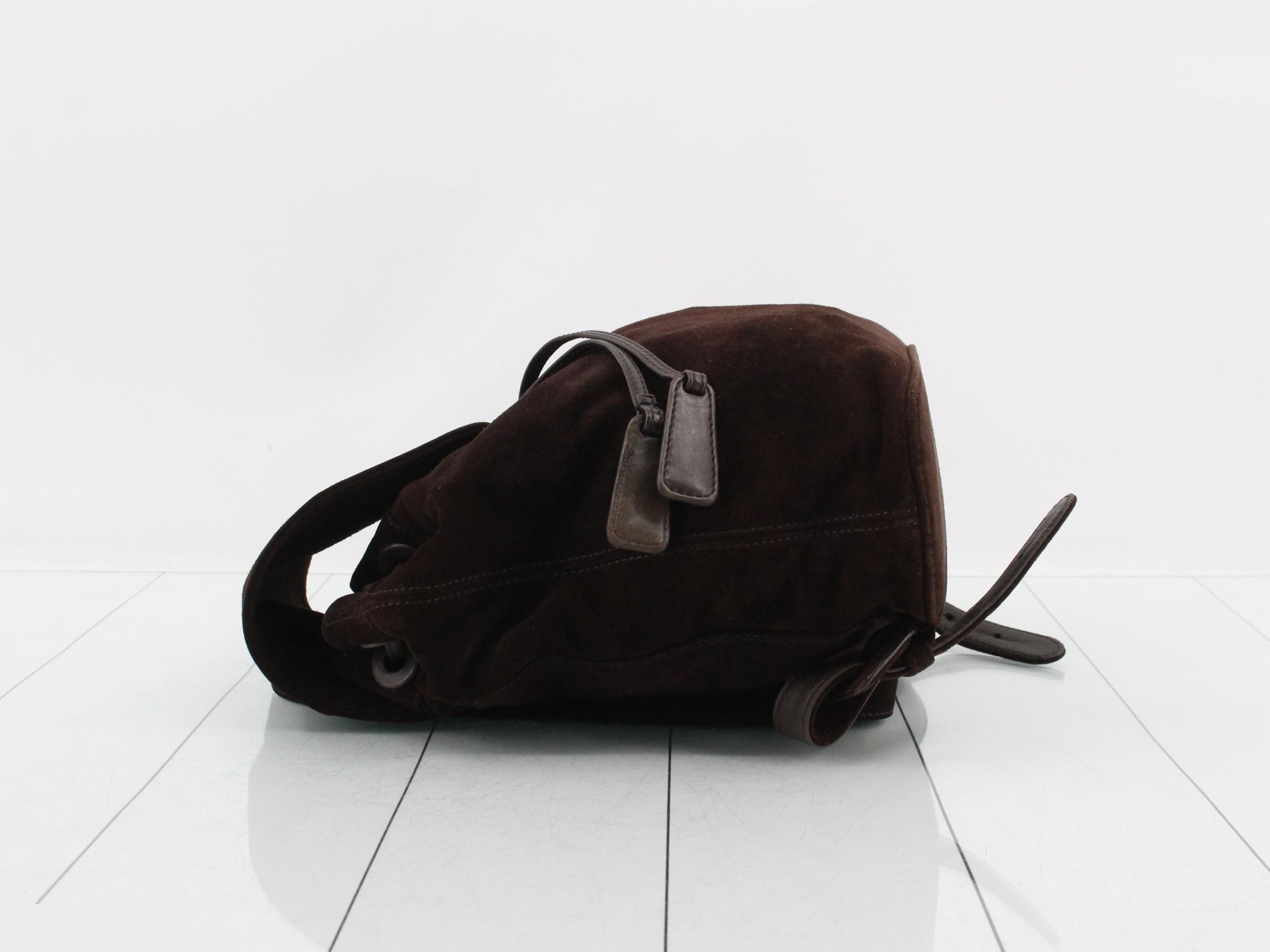 Suede (Bag) / Backpack with Stitch logo, Brown — view 4