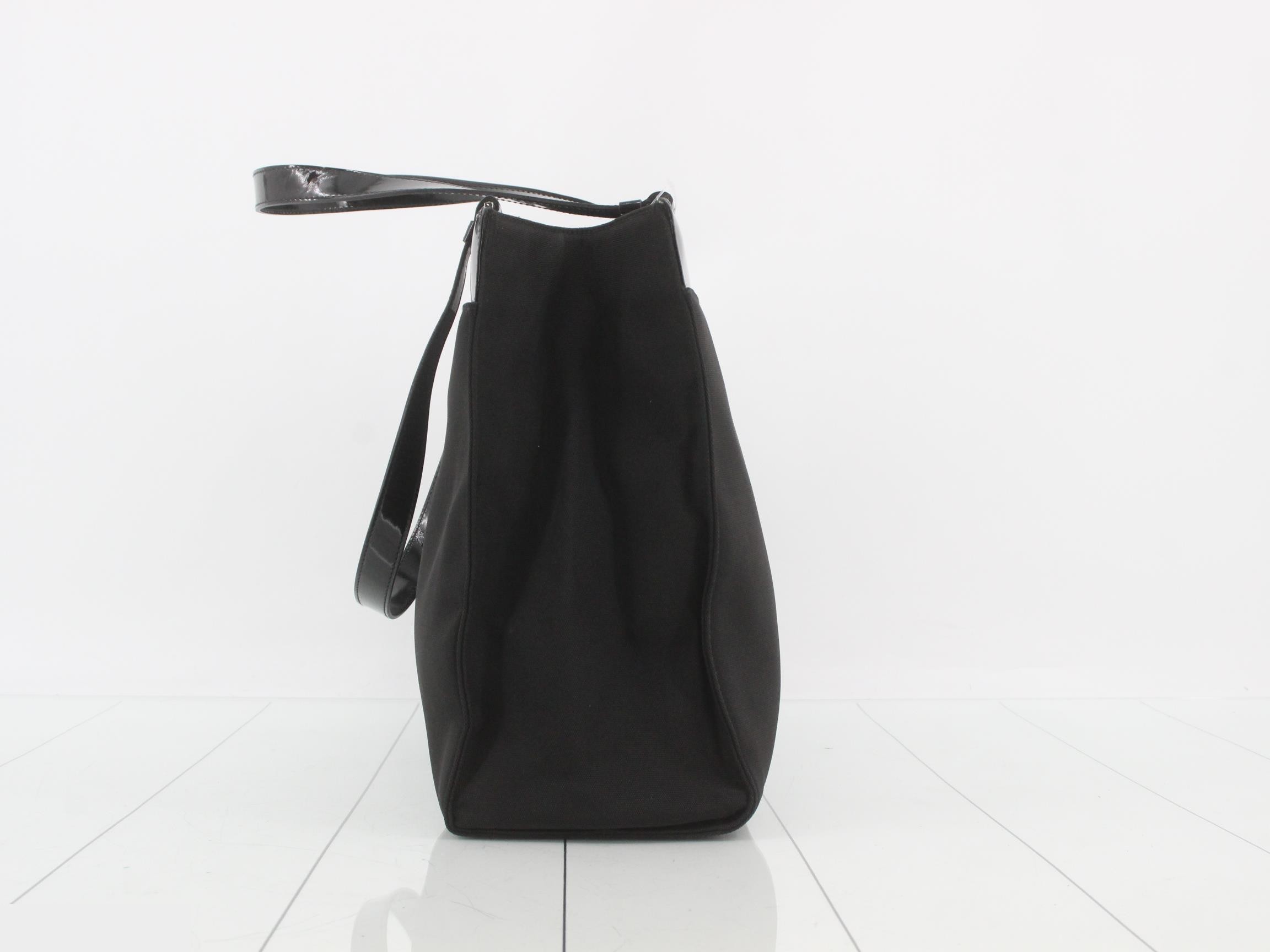 Enamel leather nylon tote bag — view 3