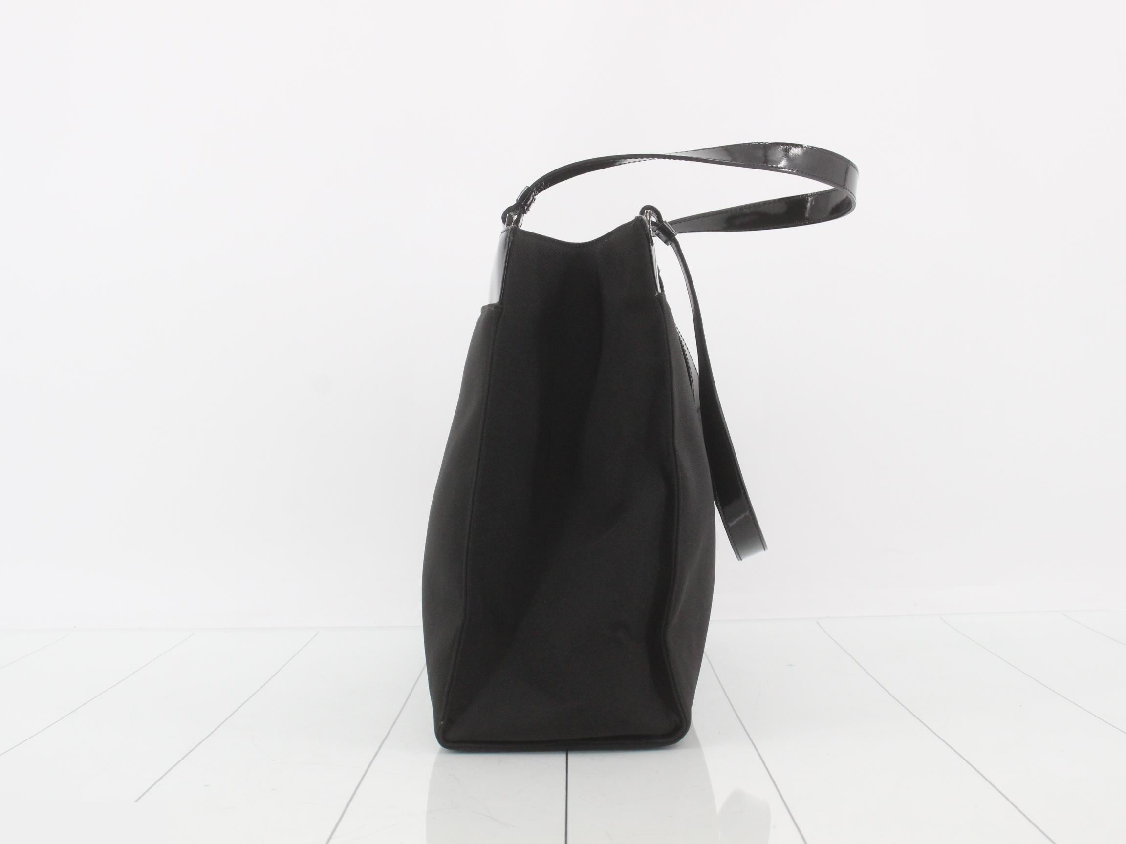 Enamel leather nylon tote bag — view 4