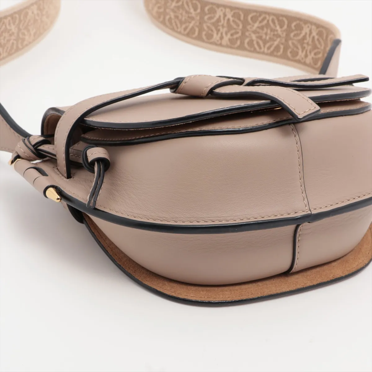 Gate Dual Mini Leather Shoulder Bag, Brown Beige — view 4