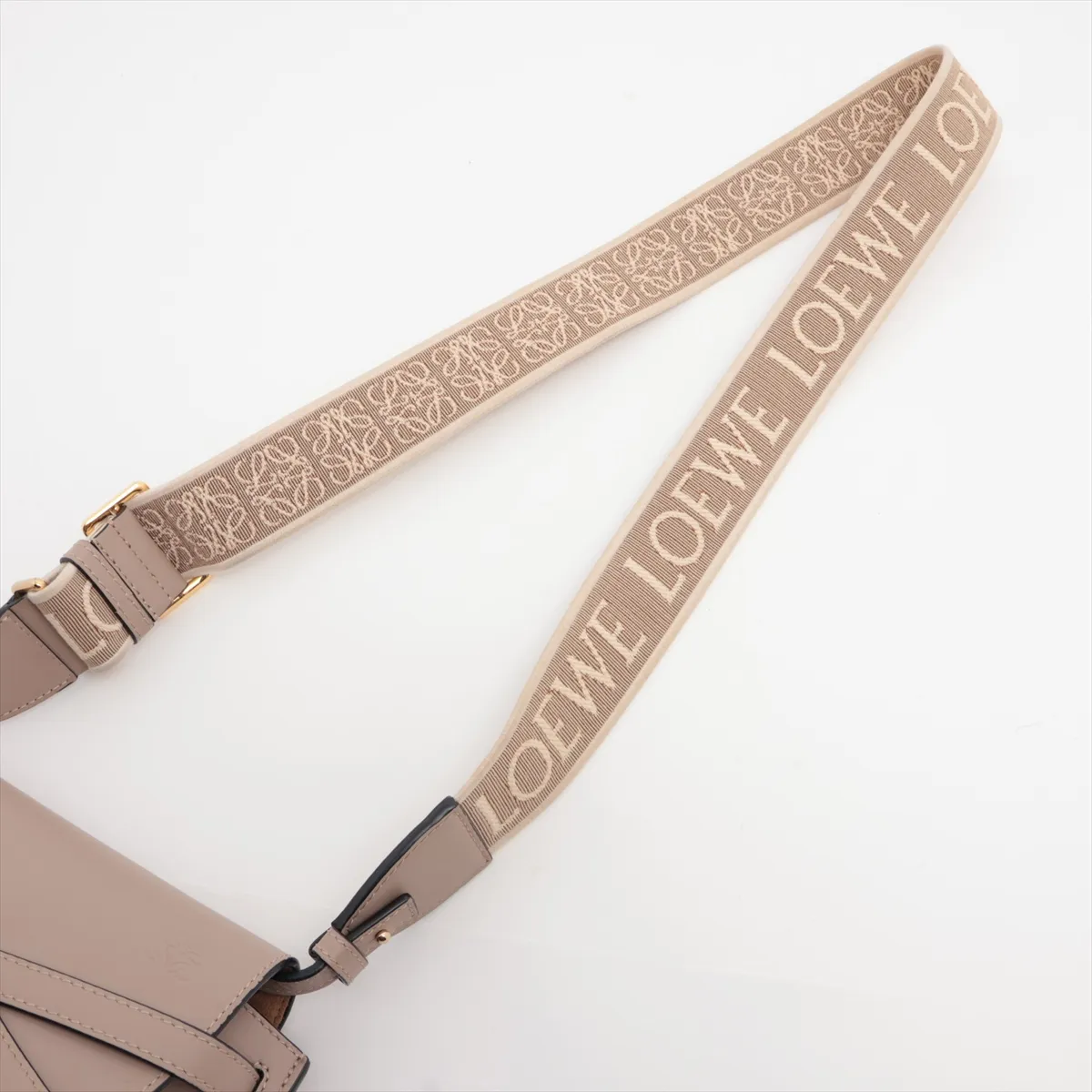 Gate Dual Mini Leather Shoulder Bag, Brown Beige — view 5
