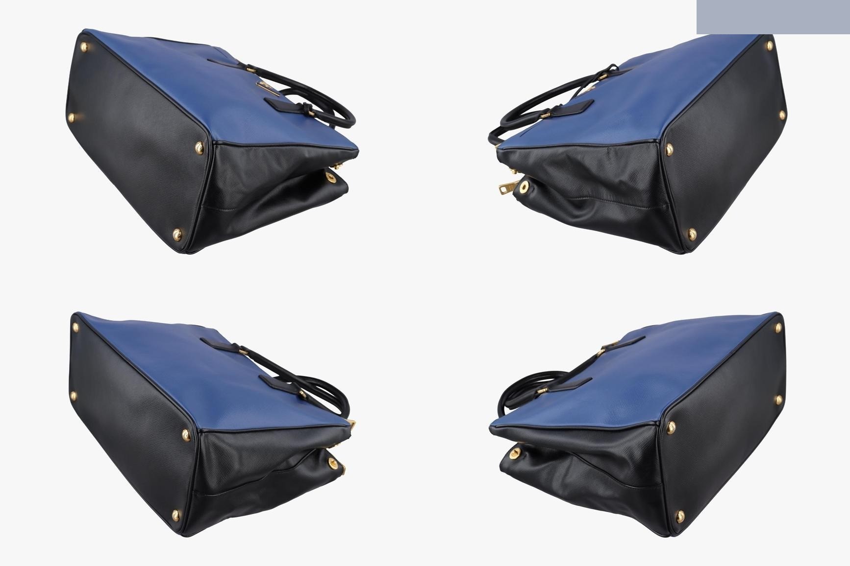 Galleria Saffiano Leather Blue x Black — view 4