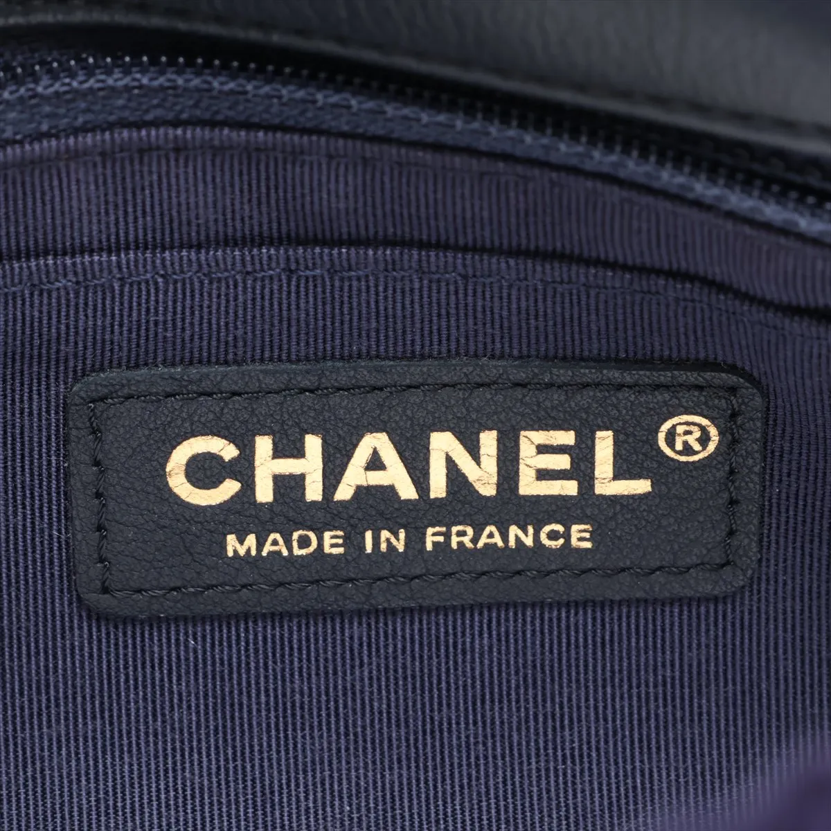 Coco Mark Knit Single Flap Double Chain Bag, Navy, Gold Hardware, 26132168, Serial Number 26 — view 11