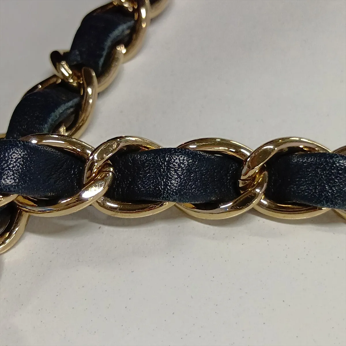 Coco Mark Knit Single Flap Double Chain Bag, Navy, Gold Hardware, 26132168, Serial Number 26 — view 12