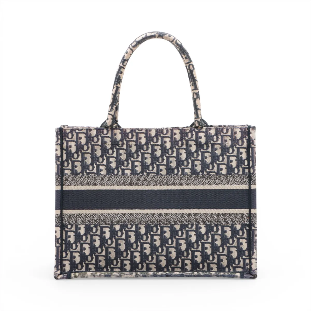 Oblique Book Tote Canvas Tote Bag, Navy — view 2