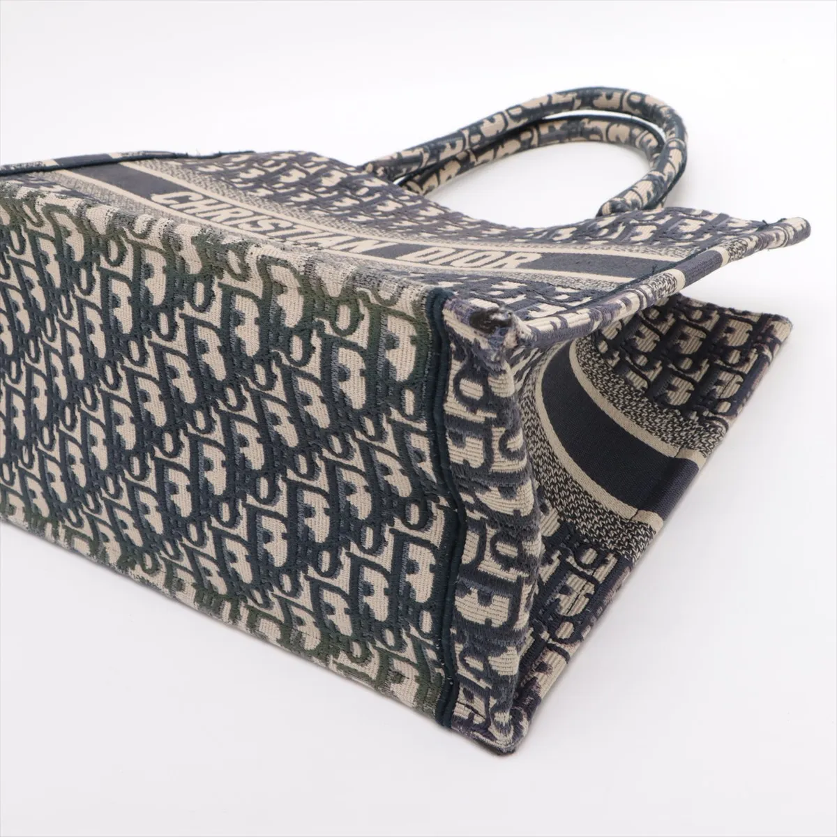 Oblique Book Tote Canvas Tote Bag, Navy — view 3