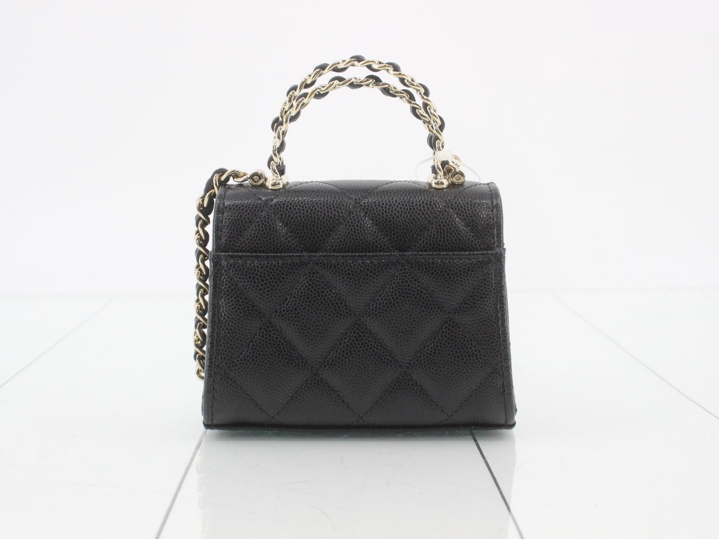Caviar Skin Mini Chain Clutch Bag — view 2