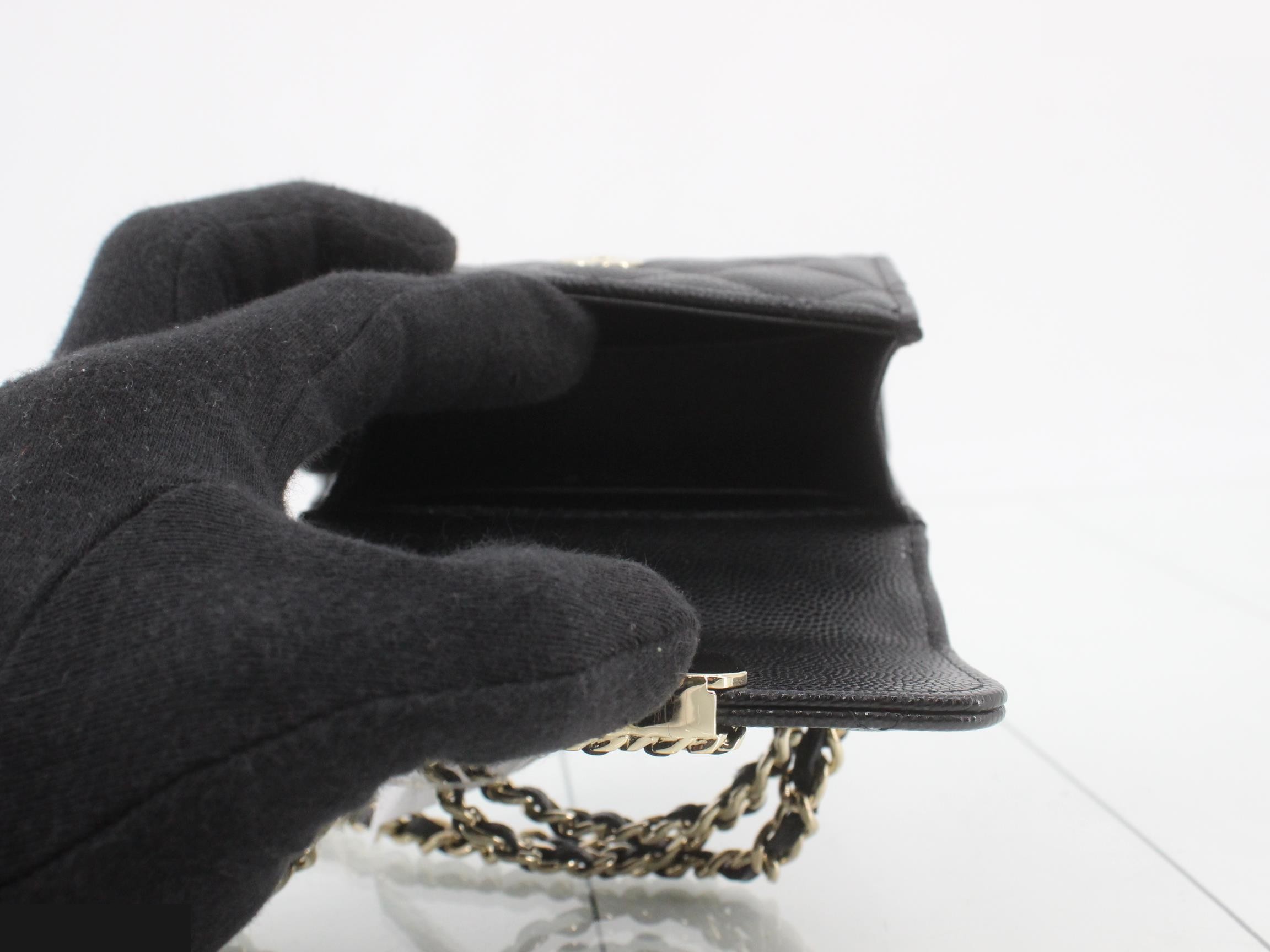 Caviar Skin Mini Chain Clutch Bag — view 4