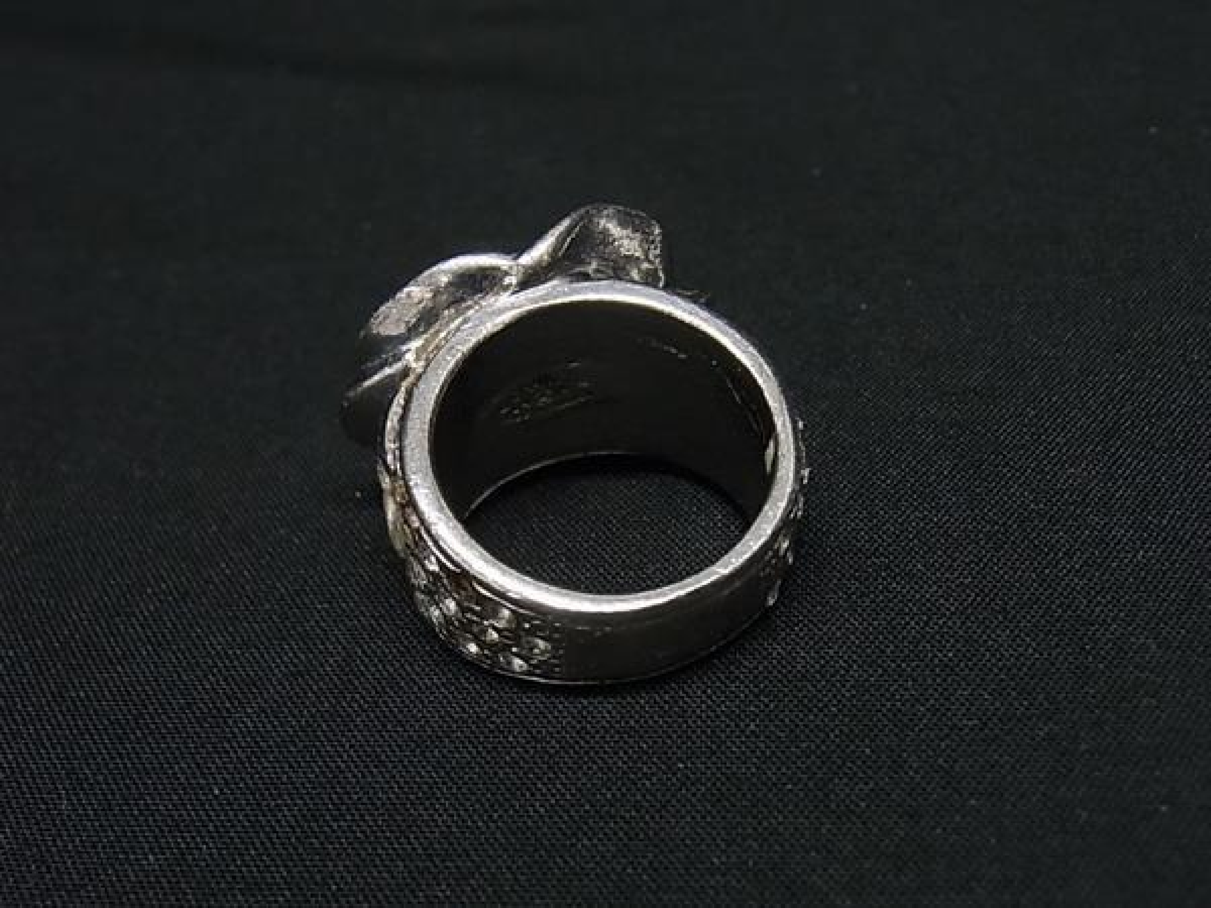 Coco Mark Camellia 04P Rhinestone Flower Ring, Approx. Size 13, Silver Tone, FZ5992 Ring — view 2