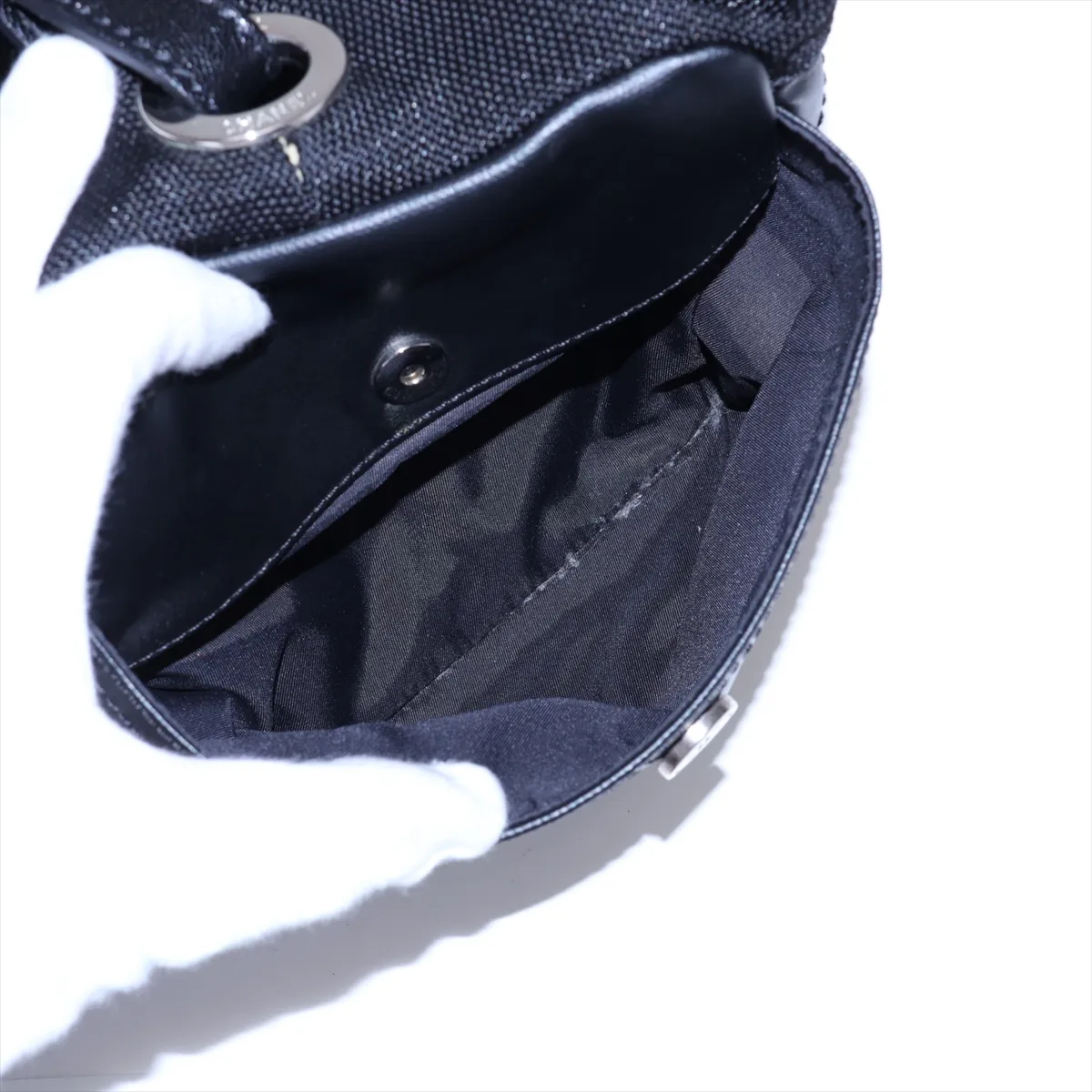 Paris Biarritz Coated Canvas x Leather Shoulder Bag, Black with Silver Hardware, Item No. 11186329, Series No. 11 — view 13
