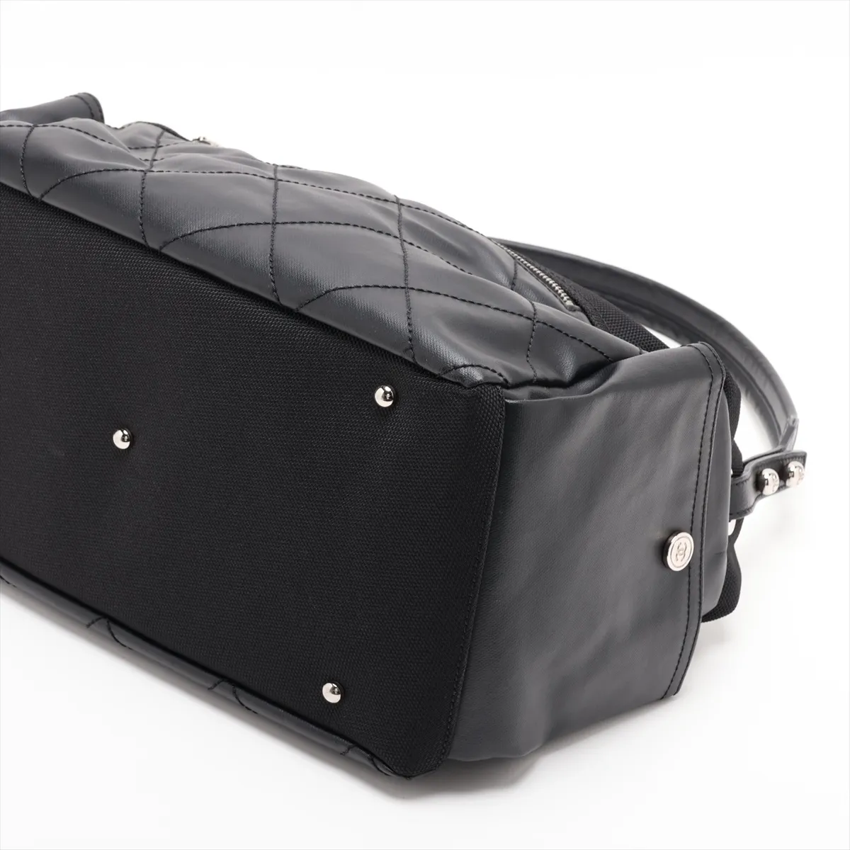Paris Biarritz Coated Canvas x Leather Shoulder Bag, Black with Silver Hardware, Item No. 11186329, Series No. 11 — view 3