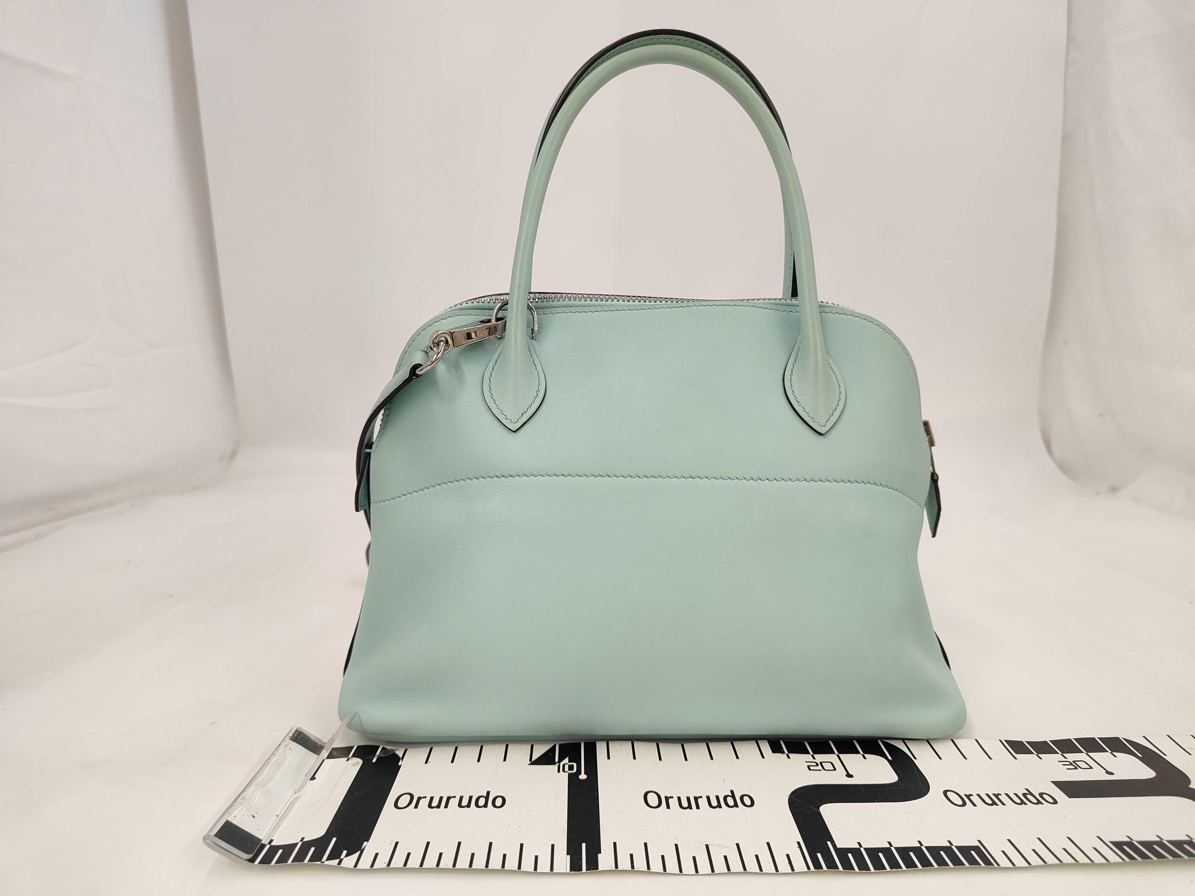 Bolide 27 Swift Leather Handbag, Light Blue, Silver Hardware, A Stamp — view 2