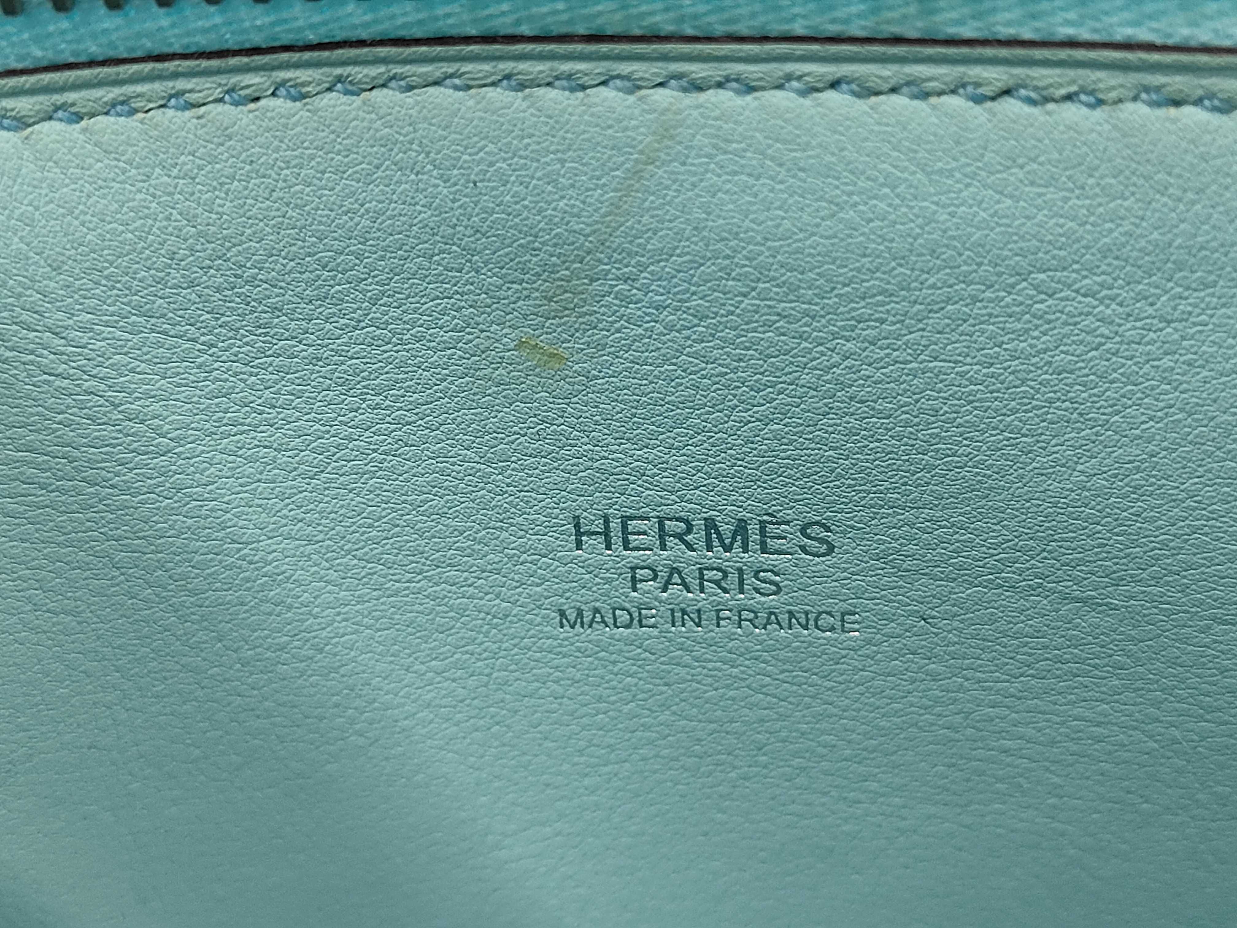 Bolide 27 Swift Leather Handbag, Light Blue, Silver Hardware, A Stamp — view 11