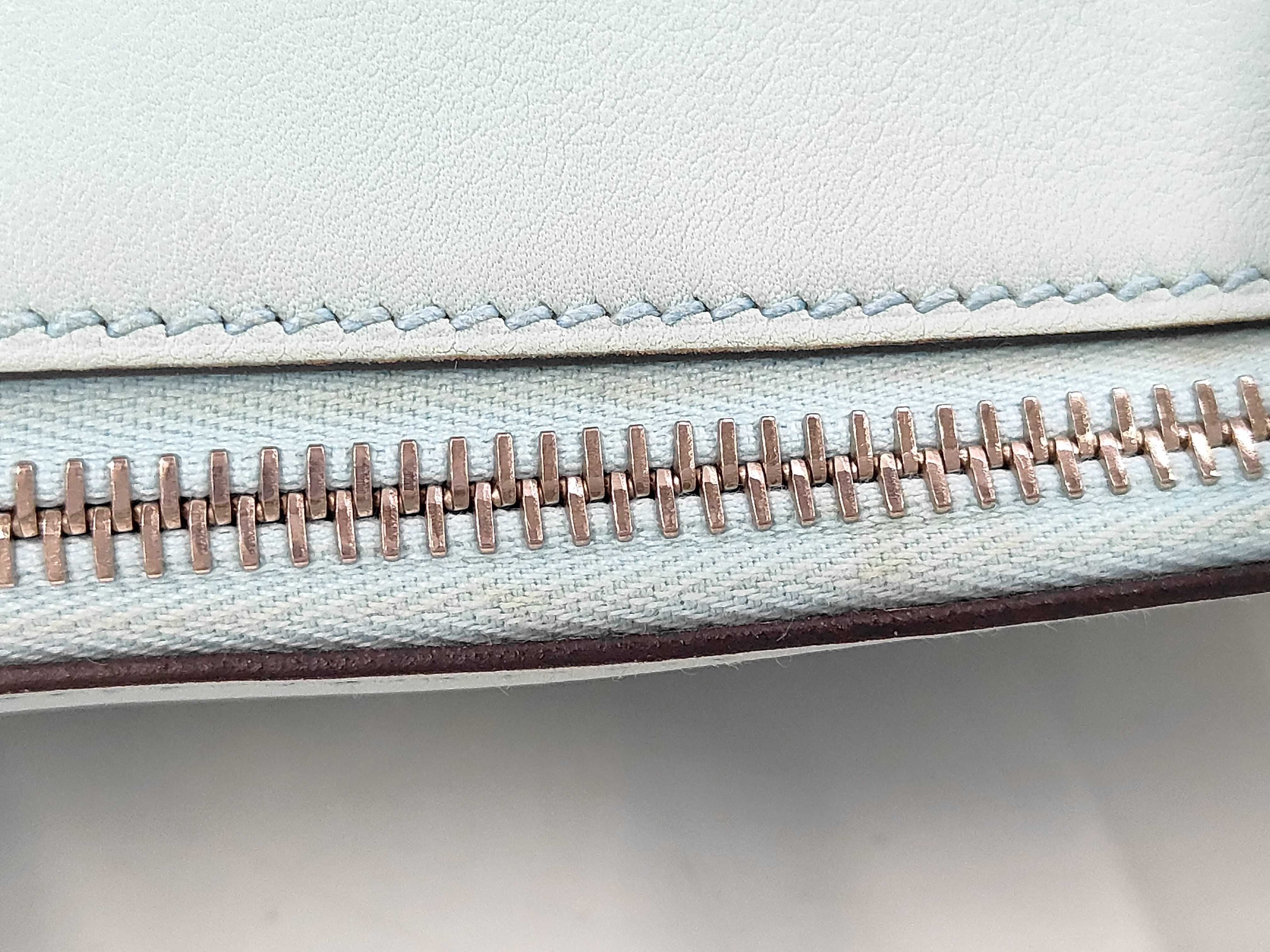 Bolide 27 Swift Leather Handbag, Light Blue, Silver Hardware, A Stamp — view 12