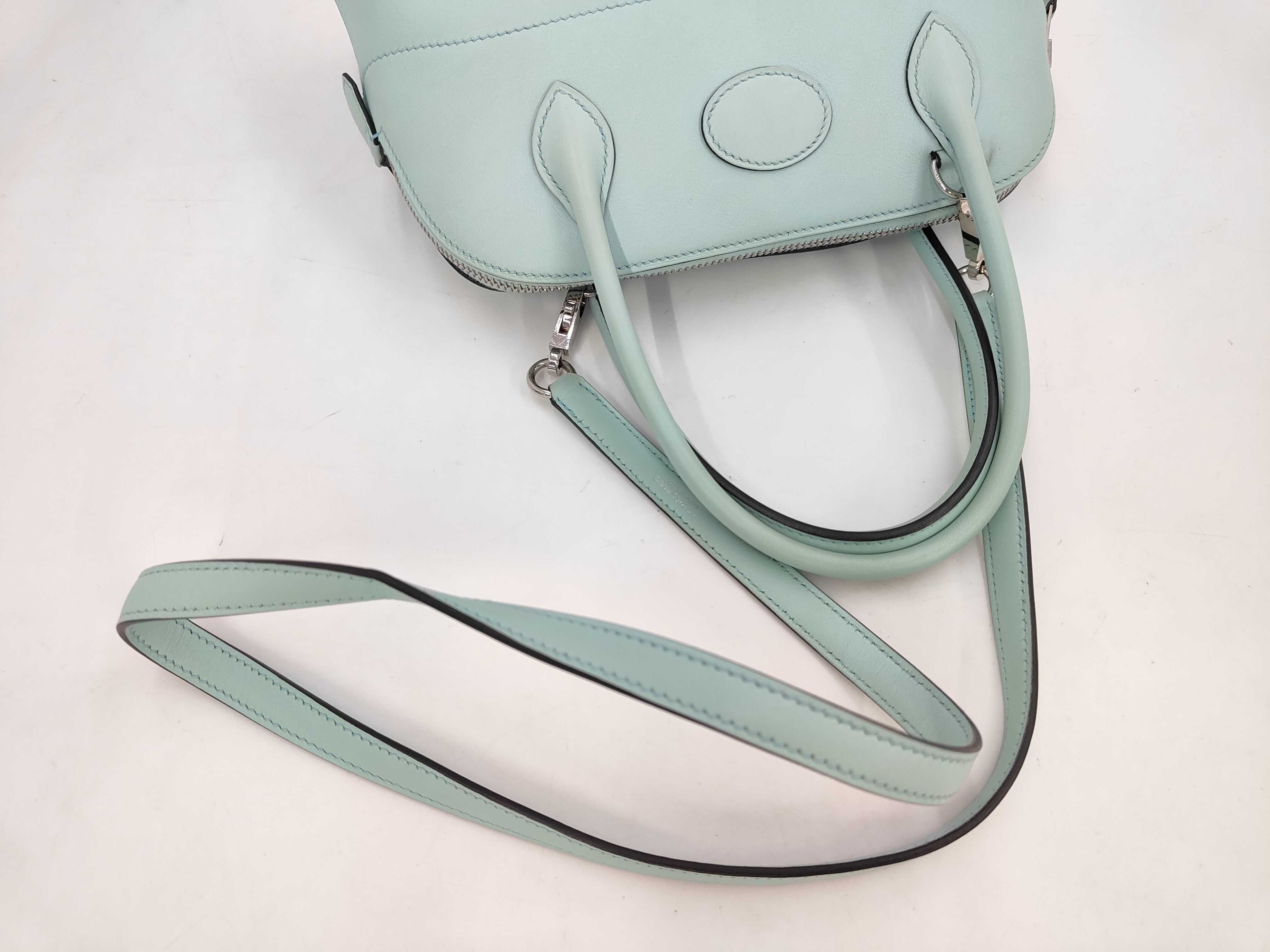 Bolide 27 Swift Leather Handbag, Light Blue, Silver Hardware, A Stamp — view 5
