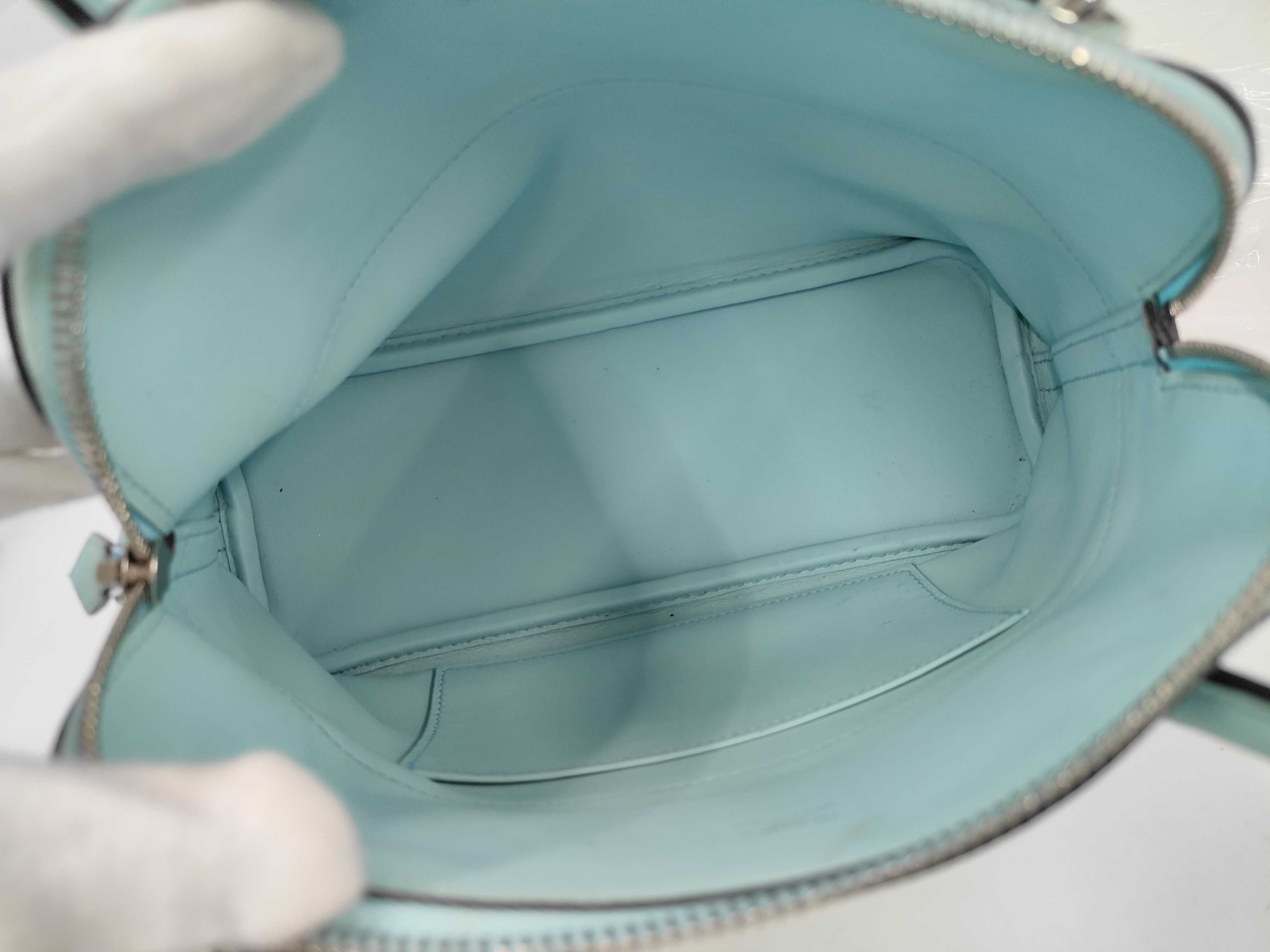 Bolide 27 Swift Leather Handbag, Light Blue, Silver Hardware, A Stamp — view 10