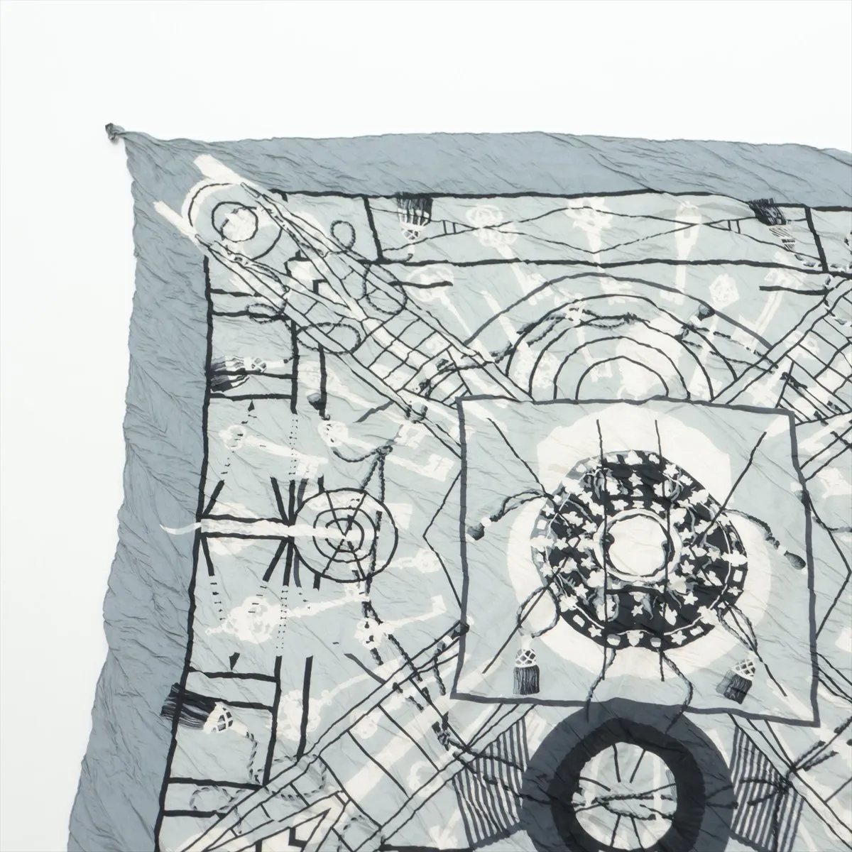Carre 140 scarf, silk, gray. Shows signs of wear, — view 2