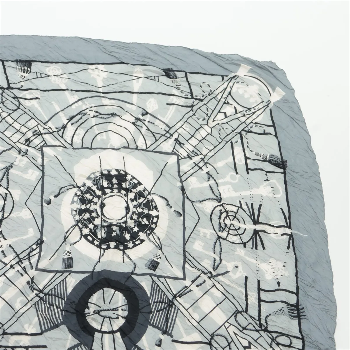 Carre 140 scarf, silk, gray. Shows signs of wear, — view 3