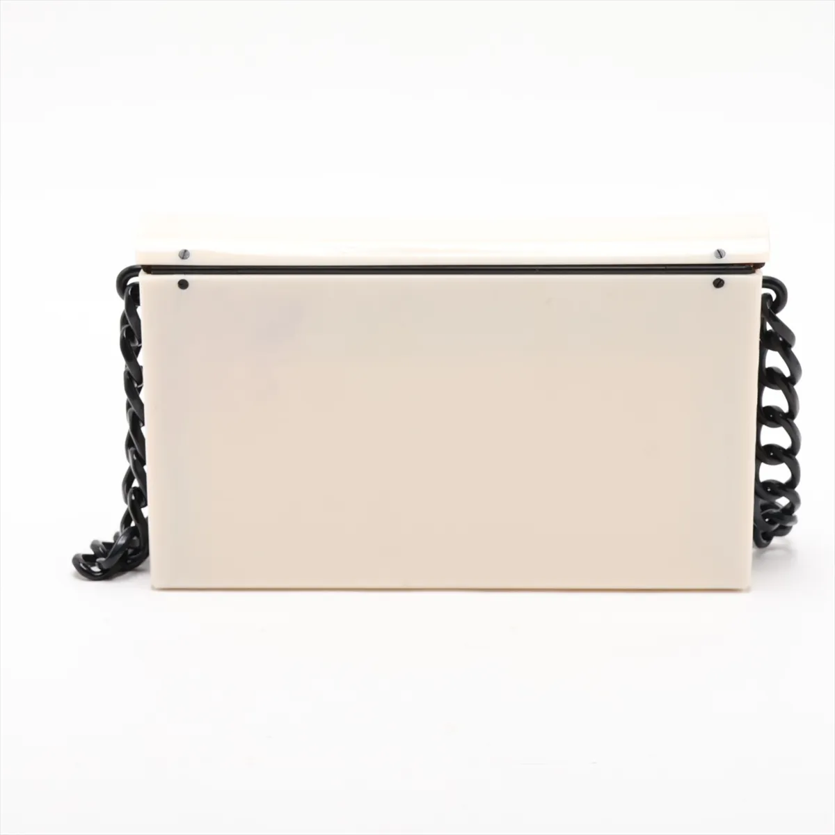 Coco Mark Plastic Chain Shoulder Bag, Black x White, Black Hardware, 6505990, Series 6 — view 2