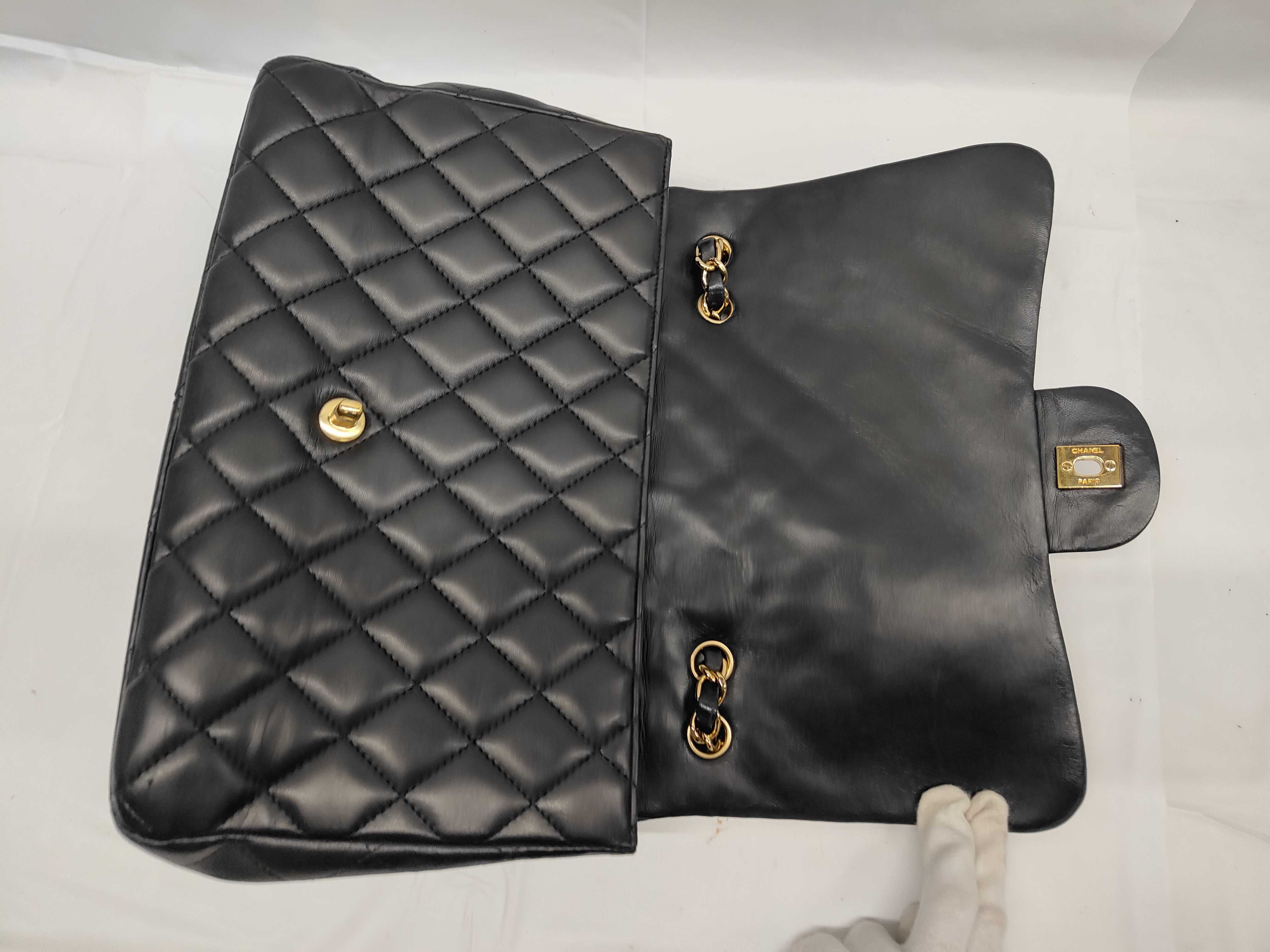 Matelassé 30 Lambskin Gold Hardware Double Chain Shoulder Bag, Serial Number 12, Black Shoulder Bag — view 7