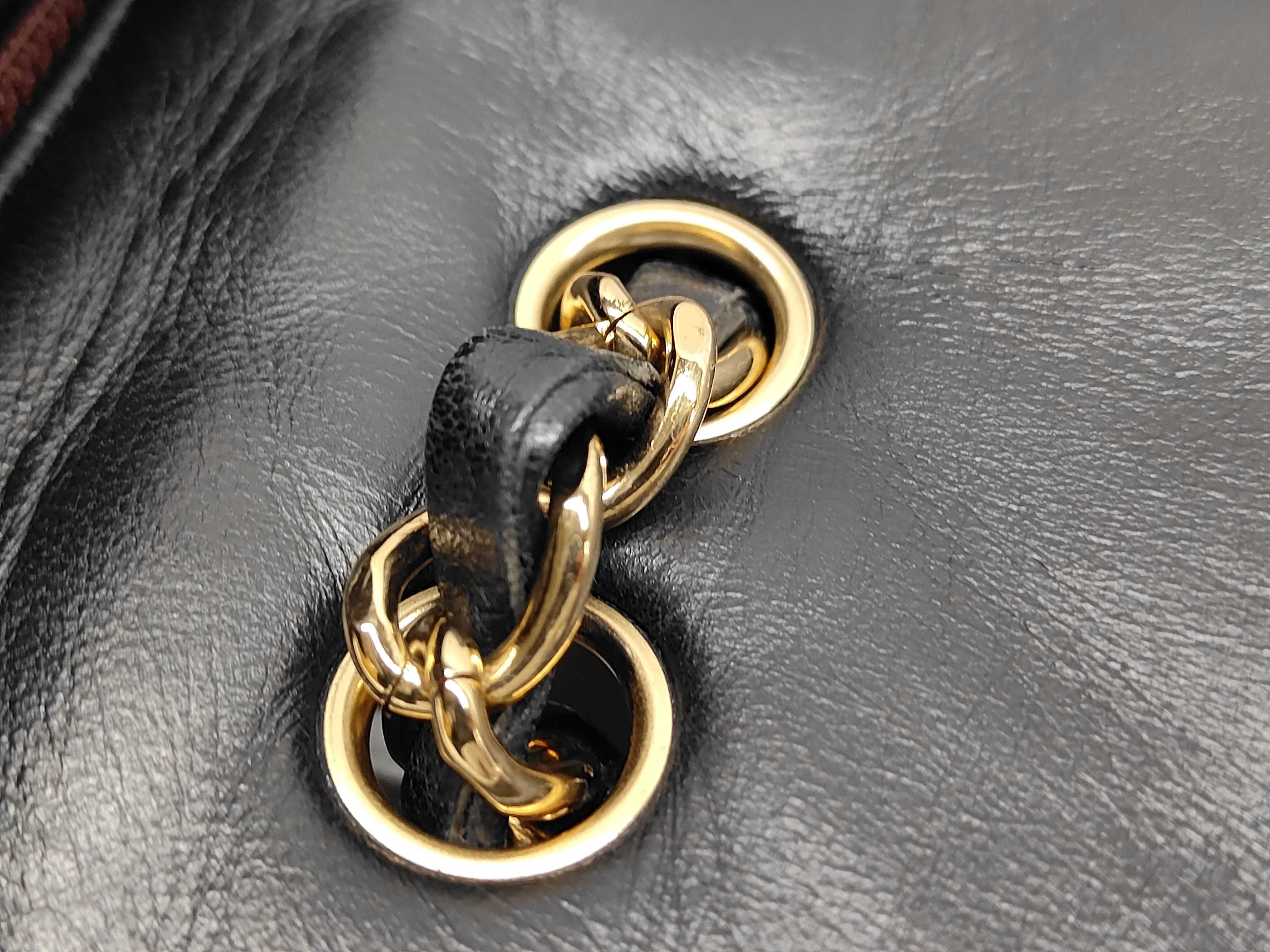 Matelassé 30 Lambskin Gold Hardware Double Chain Shoulder Bag, Serial Number 12, Black Shoulder Bag — view 8