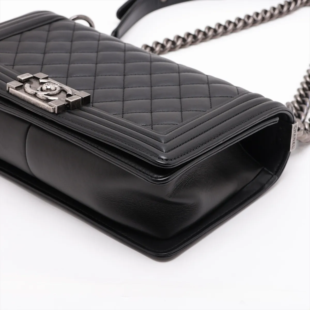 Boy Chanel 25 Lambskin Chain Shoulder Bag, Black with Gunmetal Hardware, 20379714, Serial Number in the 20s, A67086 — view 3