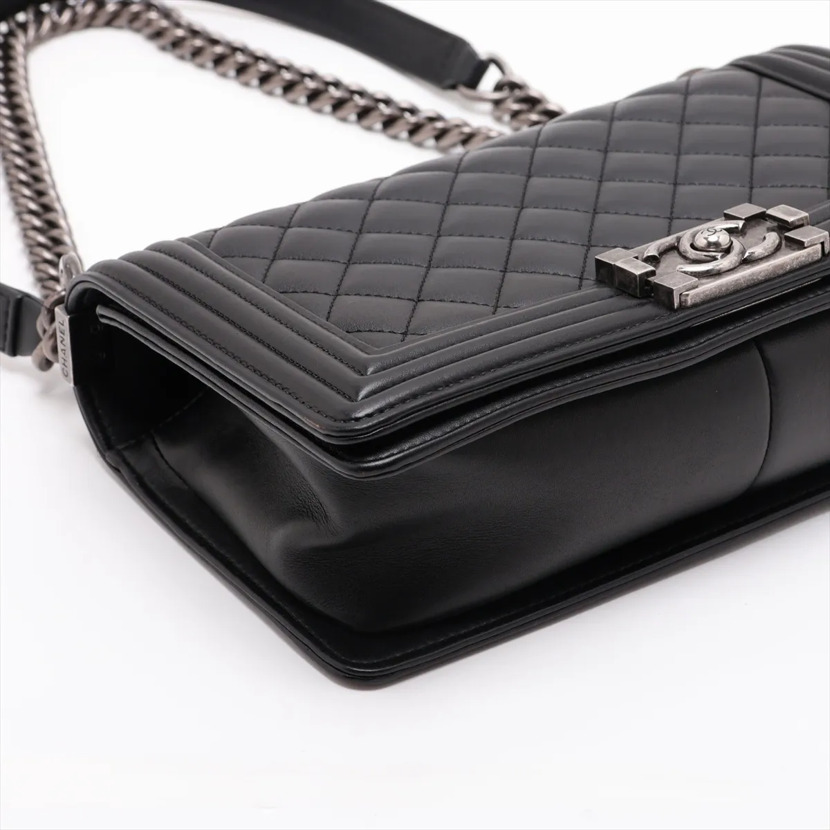Boy Chanel 25 Lambskin Chain Shoulder Bag, Black with Gunmetal Hardware, 20379714, Serial Number in the 20s, A67086 — view 4