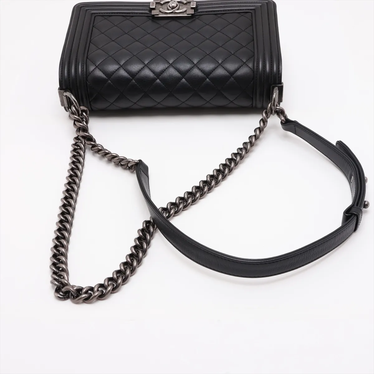 Boy Chanel 25 Lambskin Chain Shoulder Bag, Black with Gunmetal Hardware, 20379714, Serial Number in the 20s, A67086 — view 5