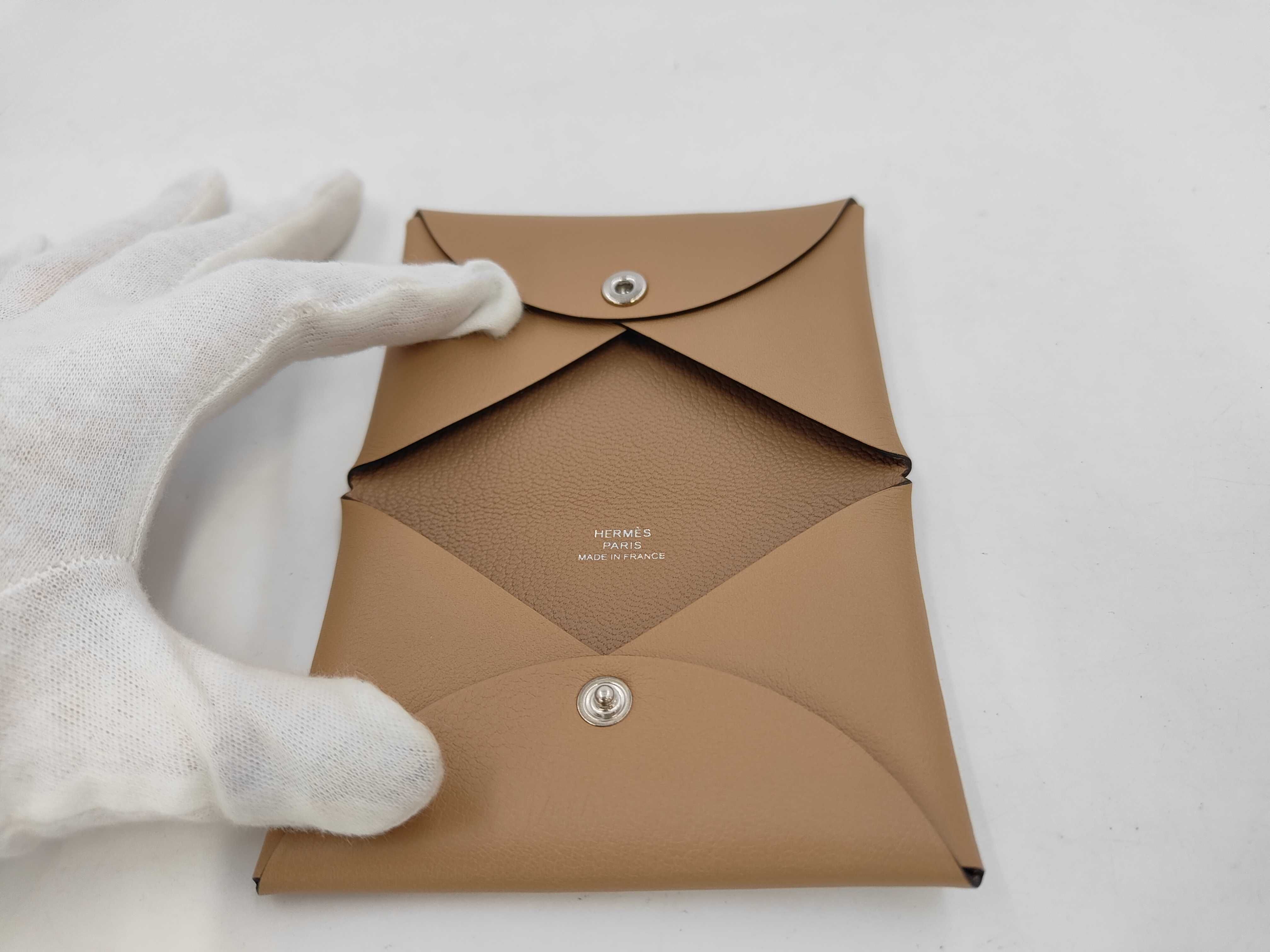 Calvi Card Case, Jockey, Swift Leather, Chai, B Stamp, Card Case — view 7