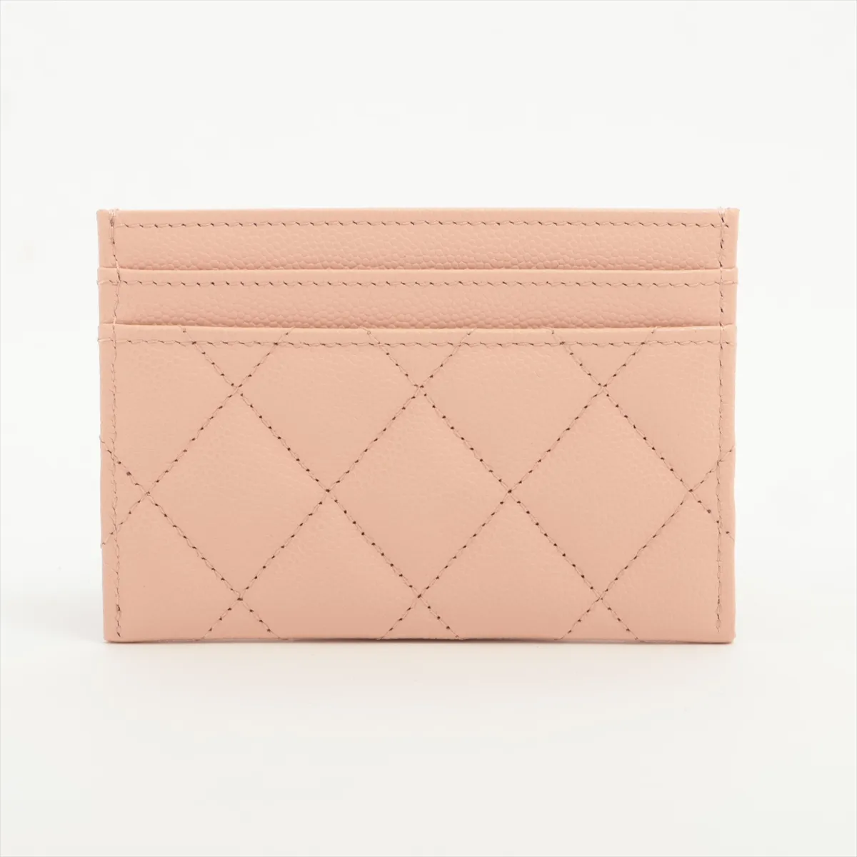 Matelassé Caviar Skin Card Case, Pink with Gold Hardware, ACGNU7E3 — view 2