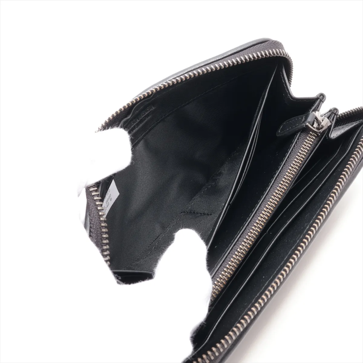 Intrecciato Leather Round Zip Wallet Black — view 4