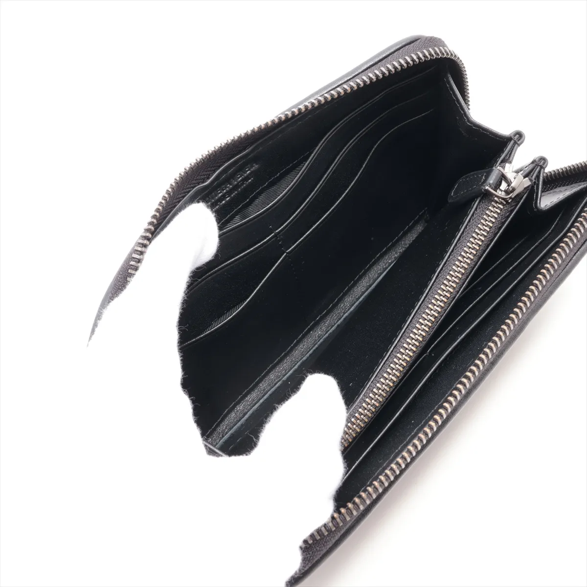 Intrecciato Leather Round Zip Wallet Black — view 5