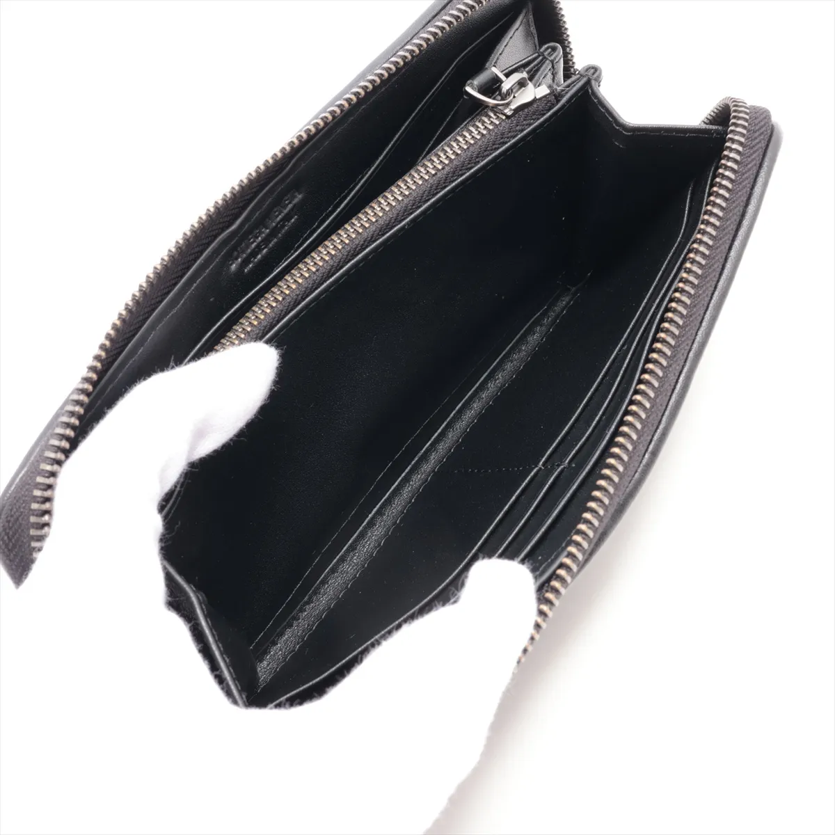 Intrecciato Leather Round Zip Wallet Black — view 6