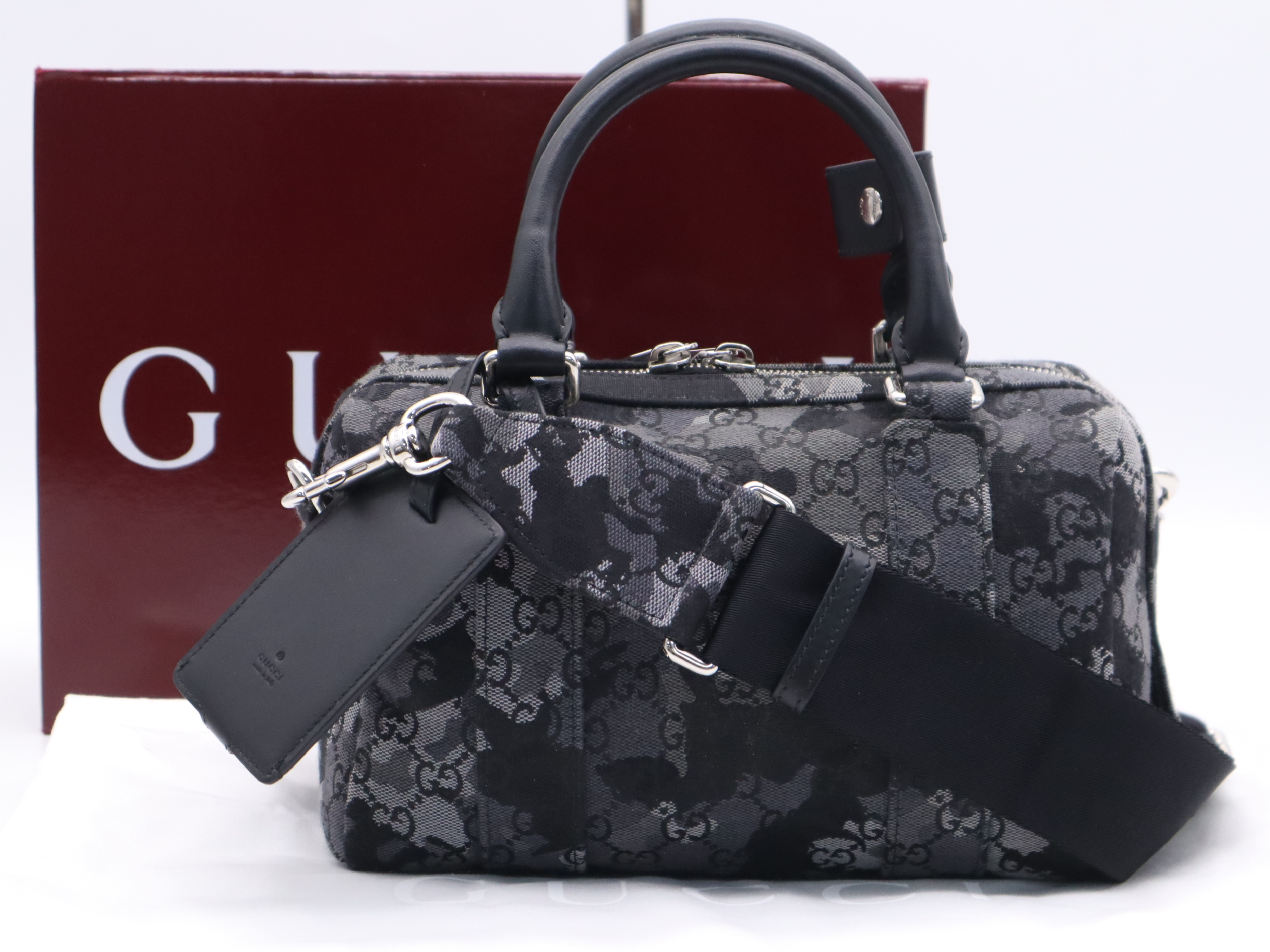 858020 Denim Mini Duffle Bag Handbag with Shoulder Strap, Box, and Dust Bag