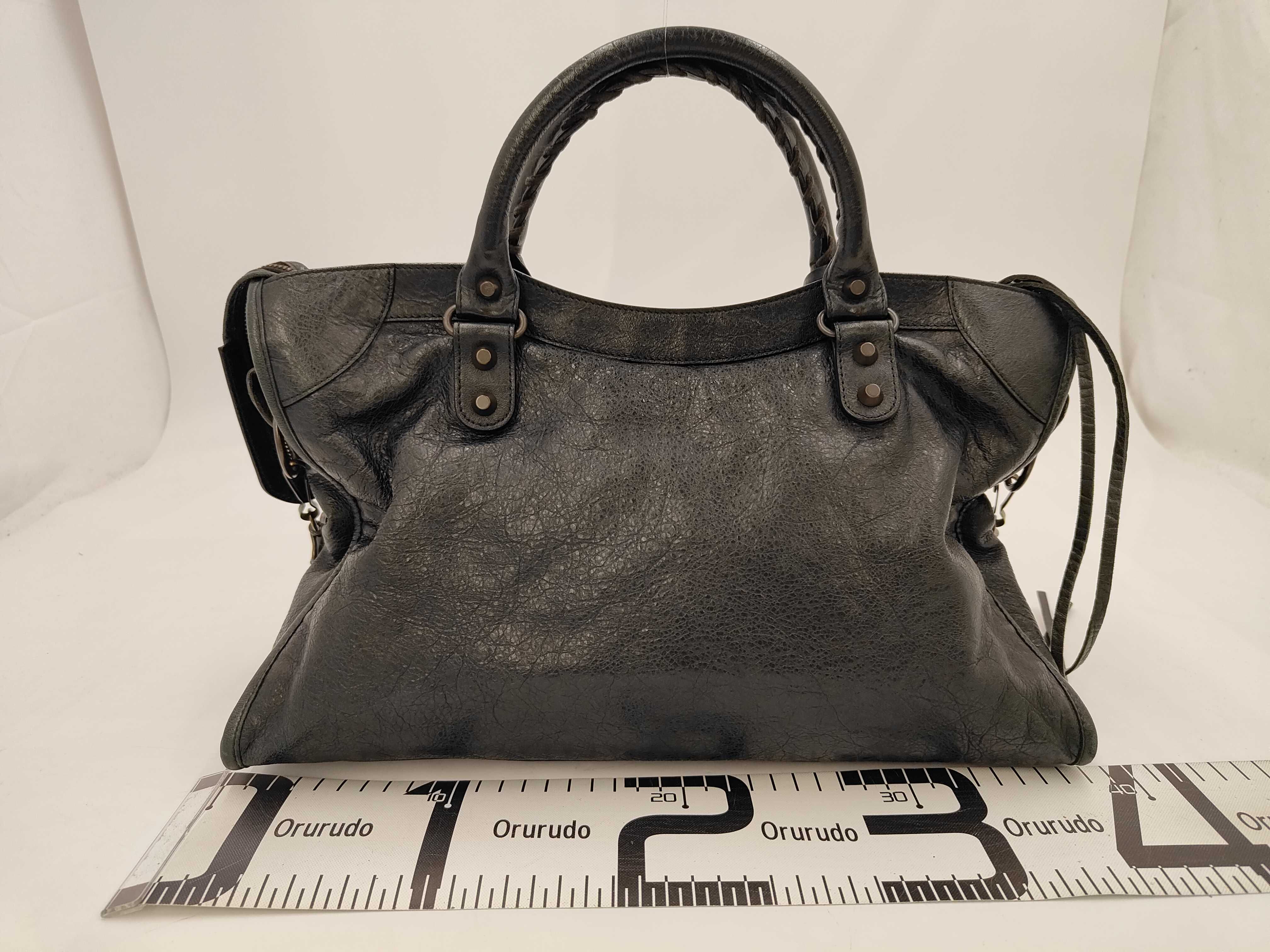 115748 The City Medium Black Lambskin Leather Shoulder Bag with Mirror and Shoulder Strap — view 2