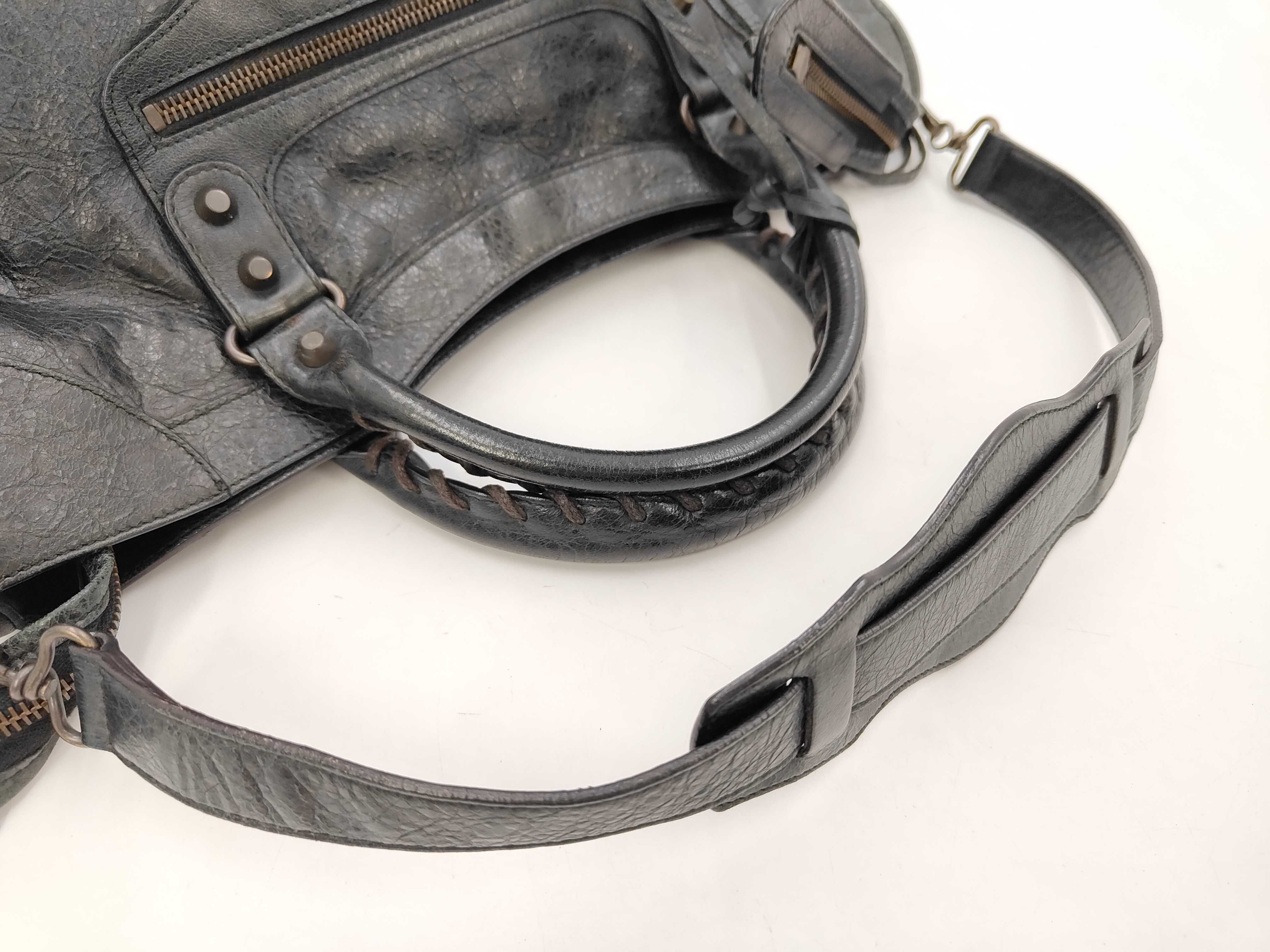 115748 The City Medium Black Lambskin Leather Shoulder Bag with Mirror and Shoulder Strap — view 4