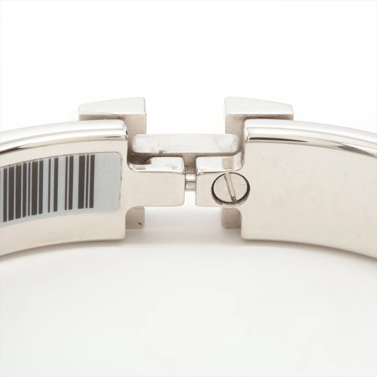 Clic Clac H Bangle Bracelet, Enamel x Metal, Red x Silver. Shows some wear, tarnishing, and — view 4