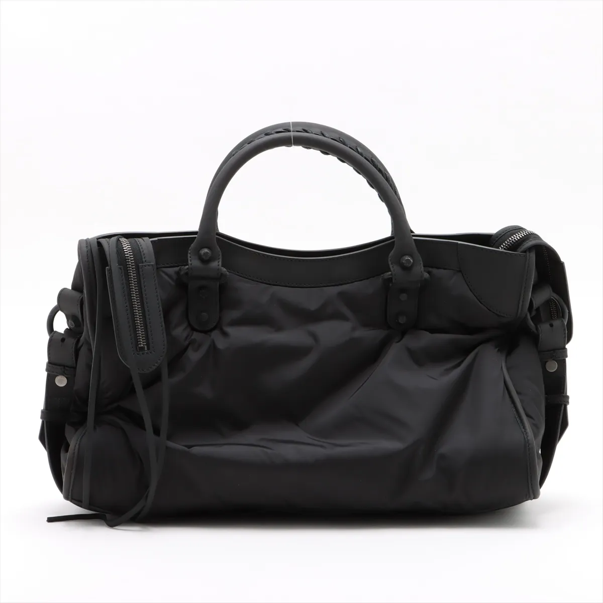 The City Nylon x Leather 2WAY Handbag Black 115748 with Mirror — view 2