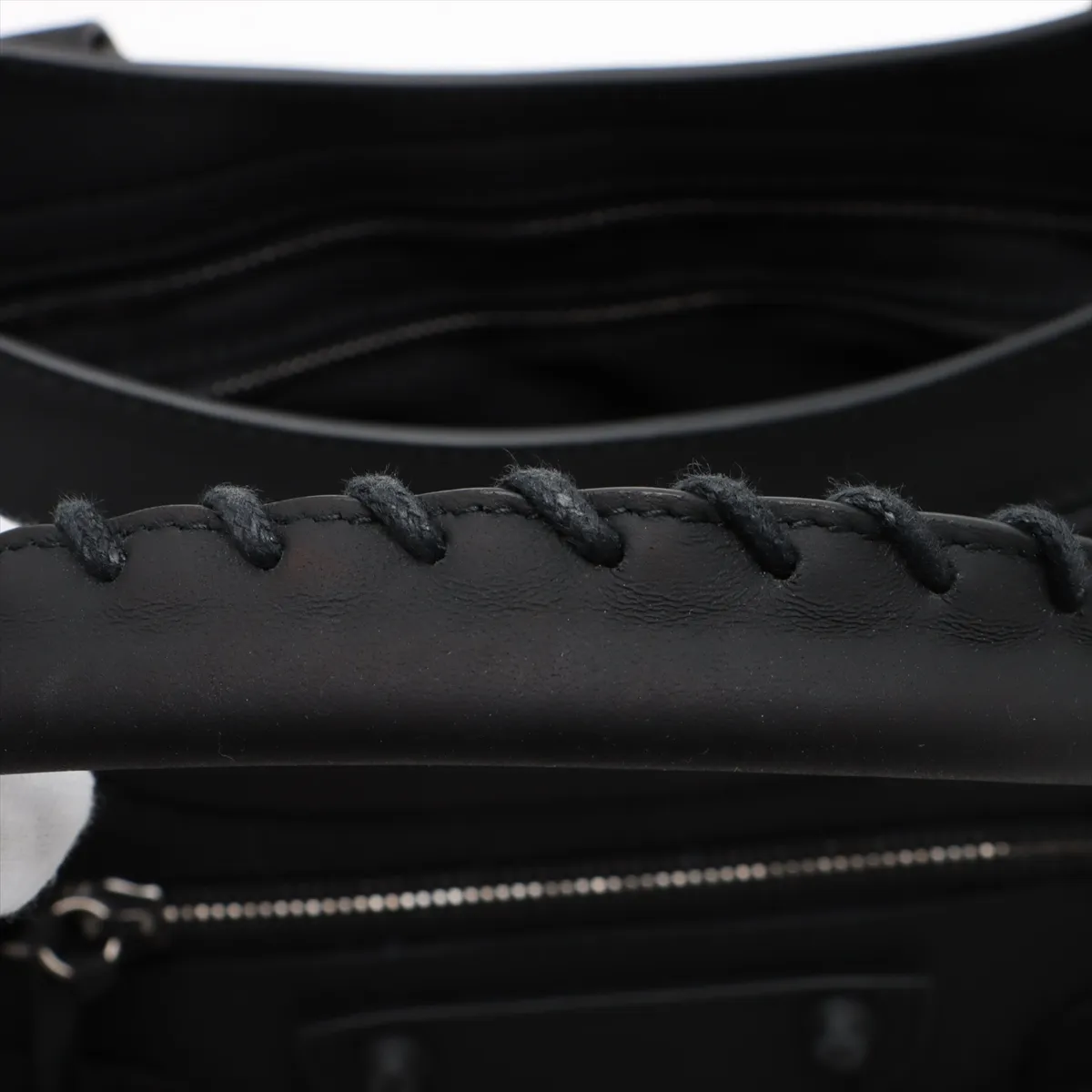 The City Nylon x Leather 2WAY Handbag Black 115748 with Mirror — view 12