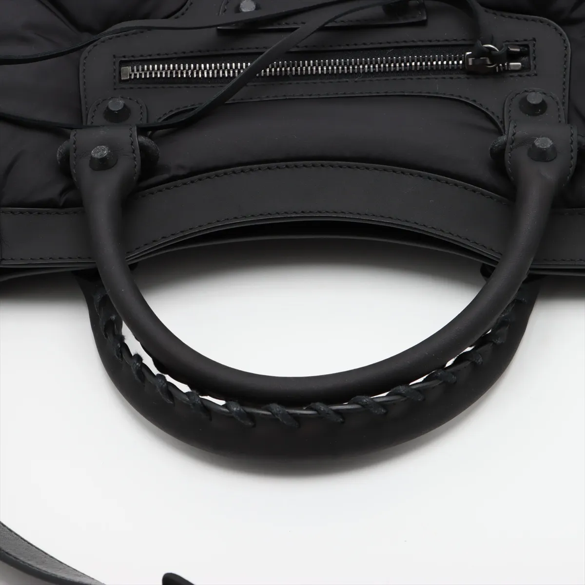The City Nylon x Leather 2WAY Handbag Black 115748 with Mirror — view 5