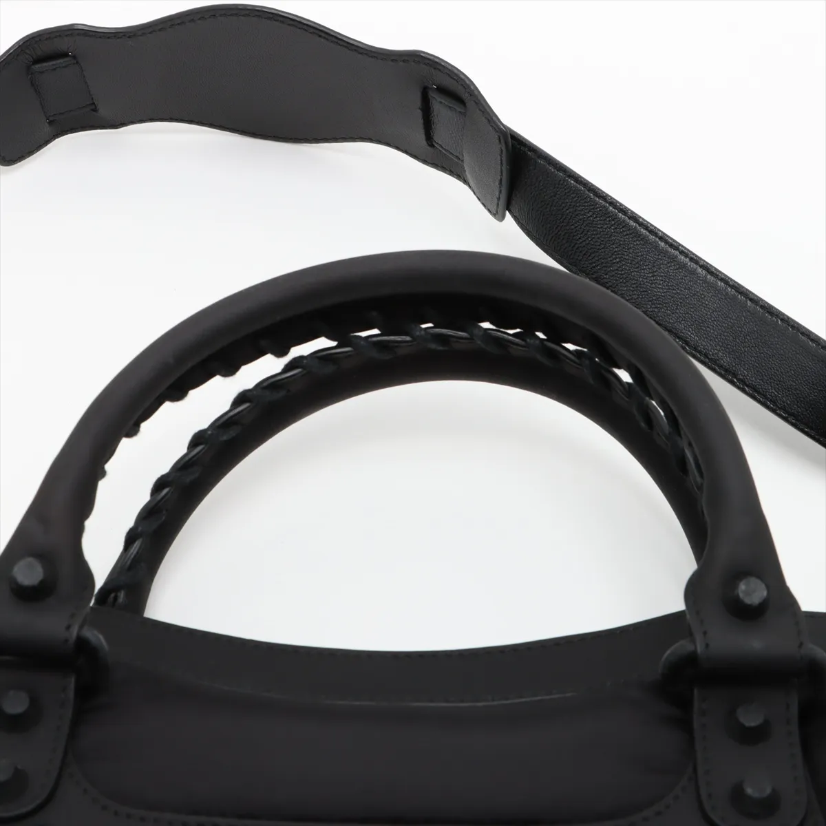 The City Nylon x Leather 2WAY Handbag Black 115748 with Mirror — view 6