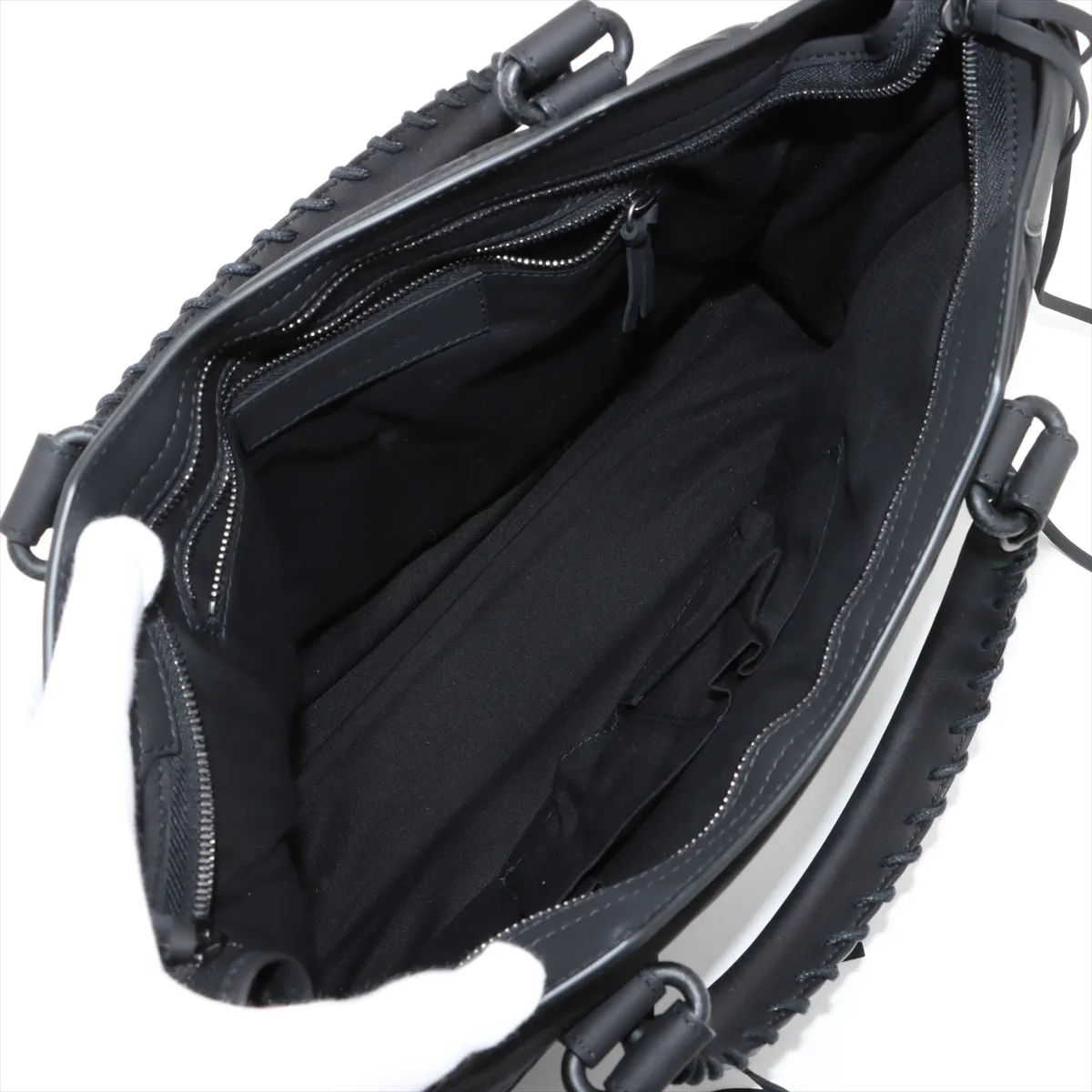 The City Nylon x Leather 2WAY Handbag Black 115748 with Mirror — view 8