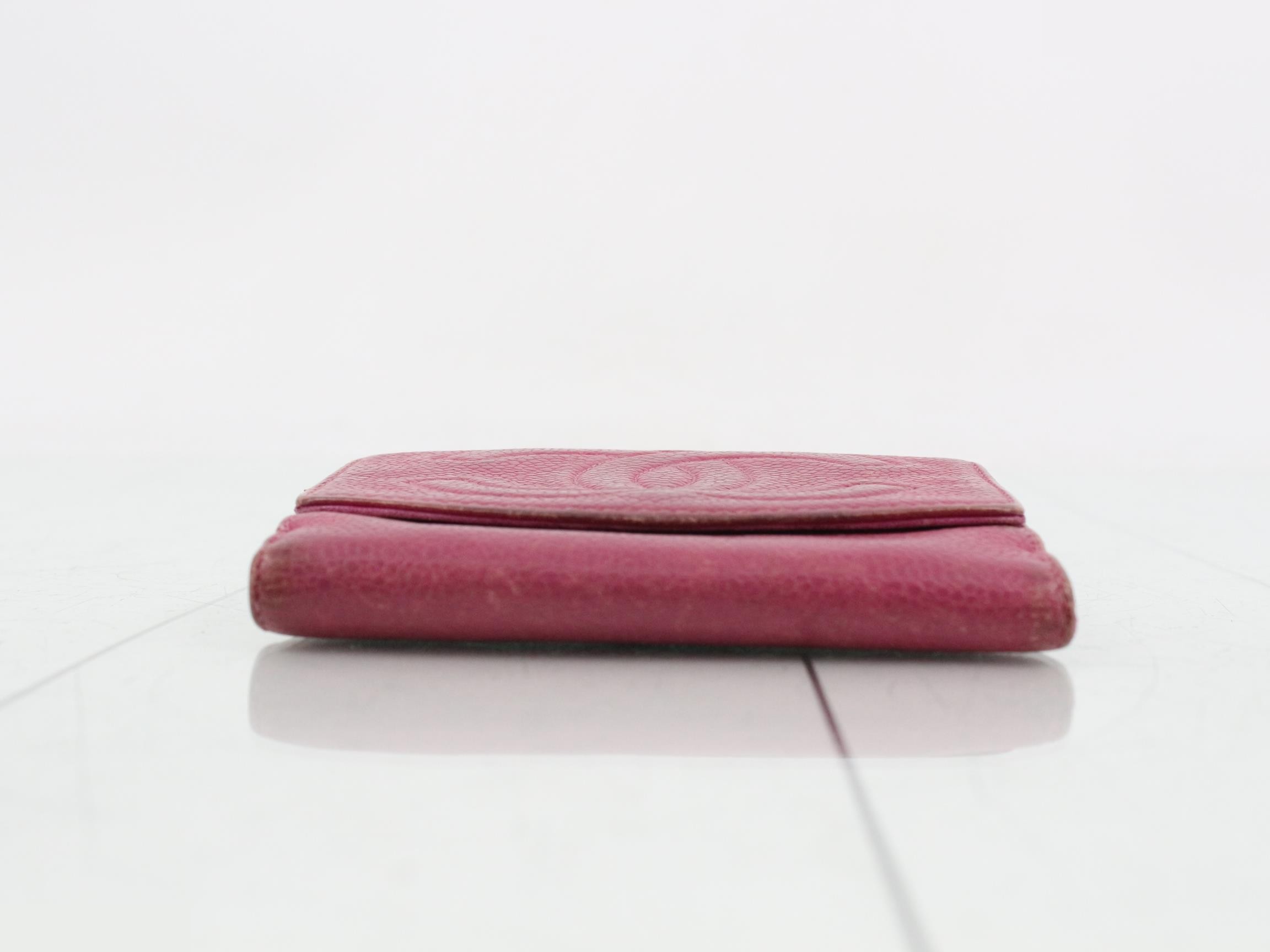 Caviar leather bi-fold wallet with Coco mark — view 3