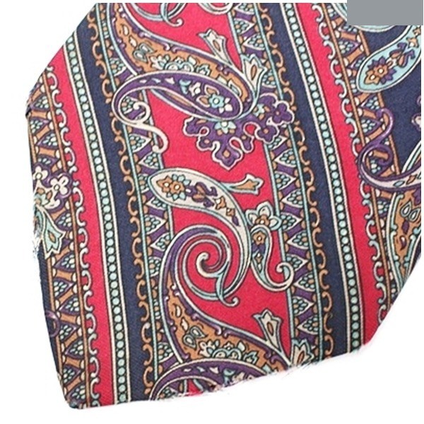 silk tie, navy and red, paisley pattern. — view 4