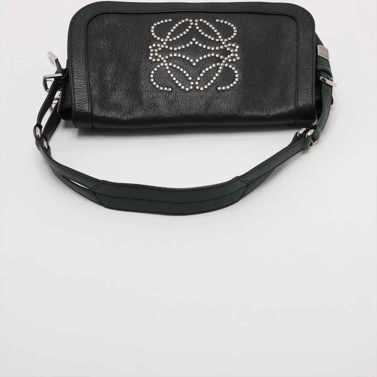 Anagram Leather x Studs Shoulder Bag Green — view 5