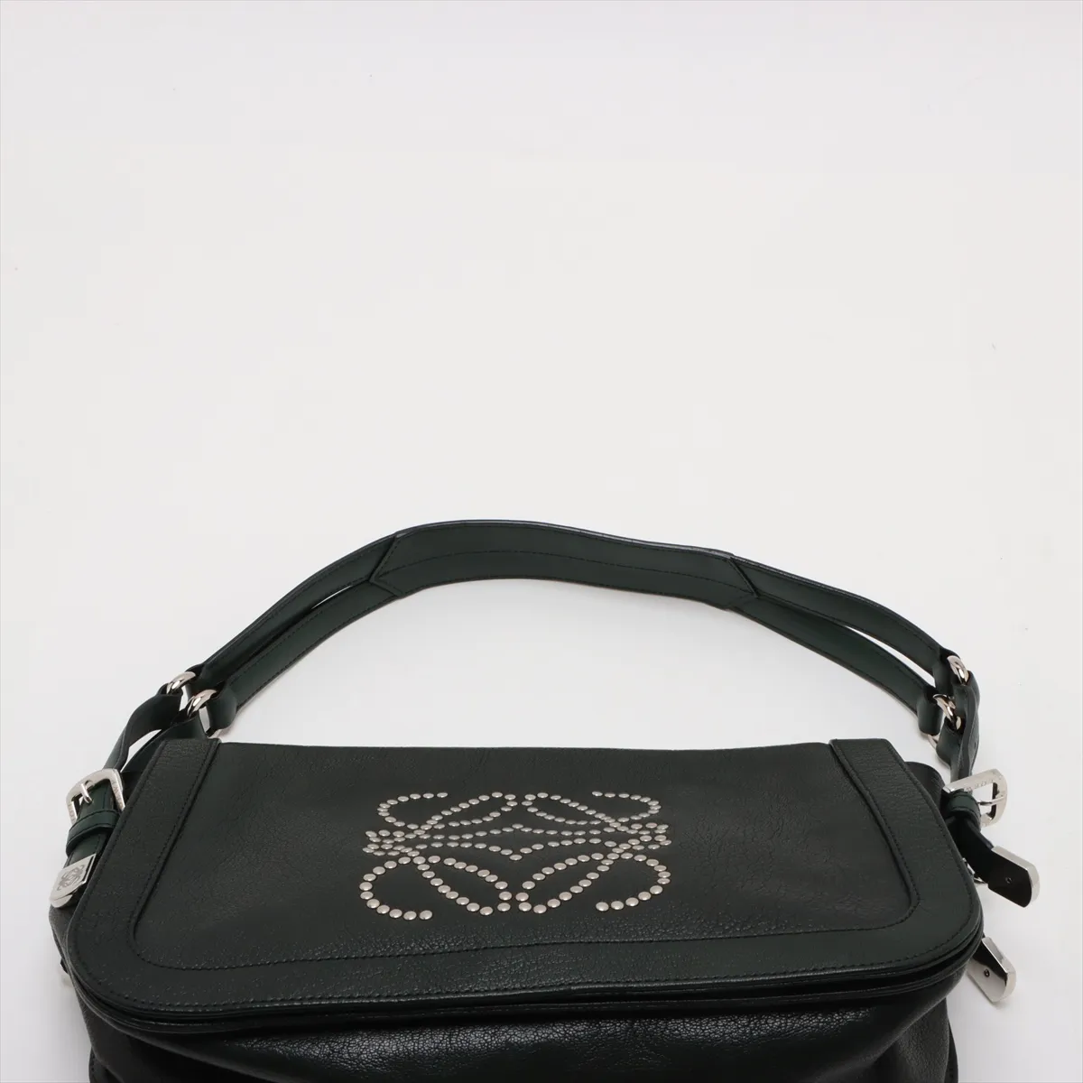 Anagram Leather x Studs Shoulder Bag Green — view 6
