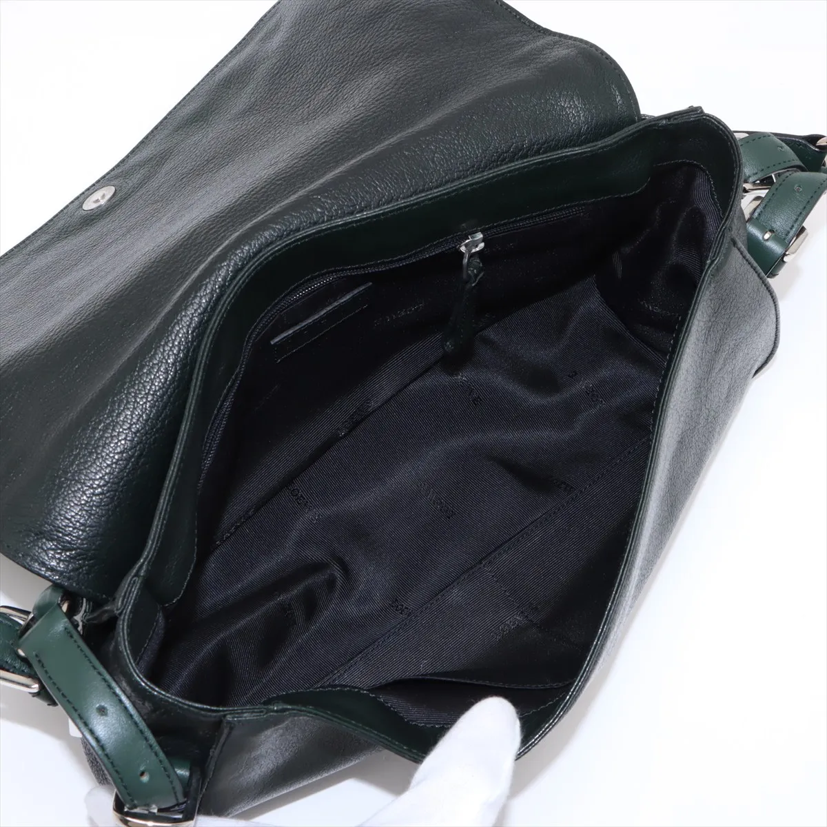 Anagram Leather x Studs Shoulder Bag Green — view 7