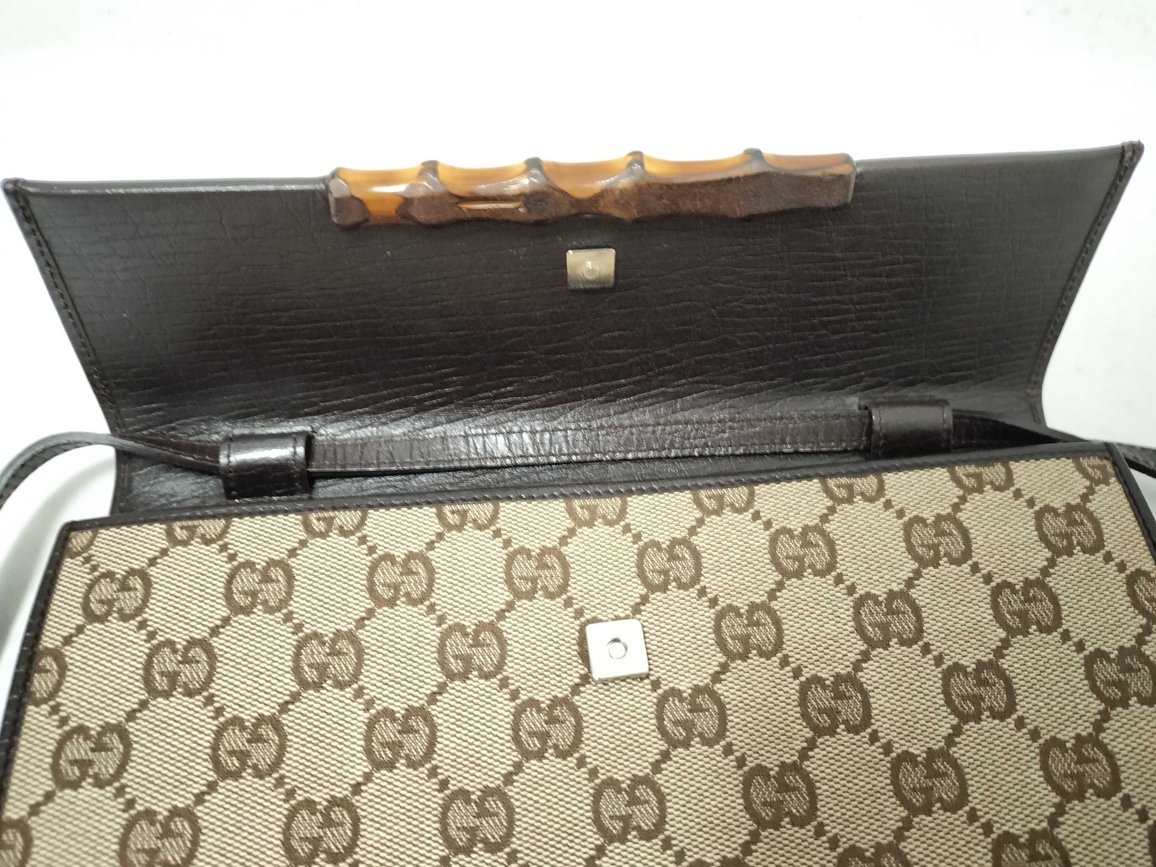 Bamboo GG Canvas 2-Way Clutch Brown Shoulder Bag — view 8