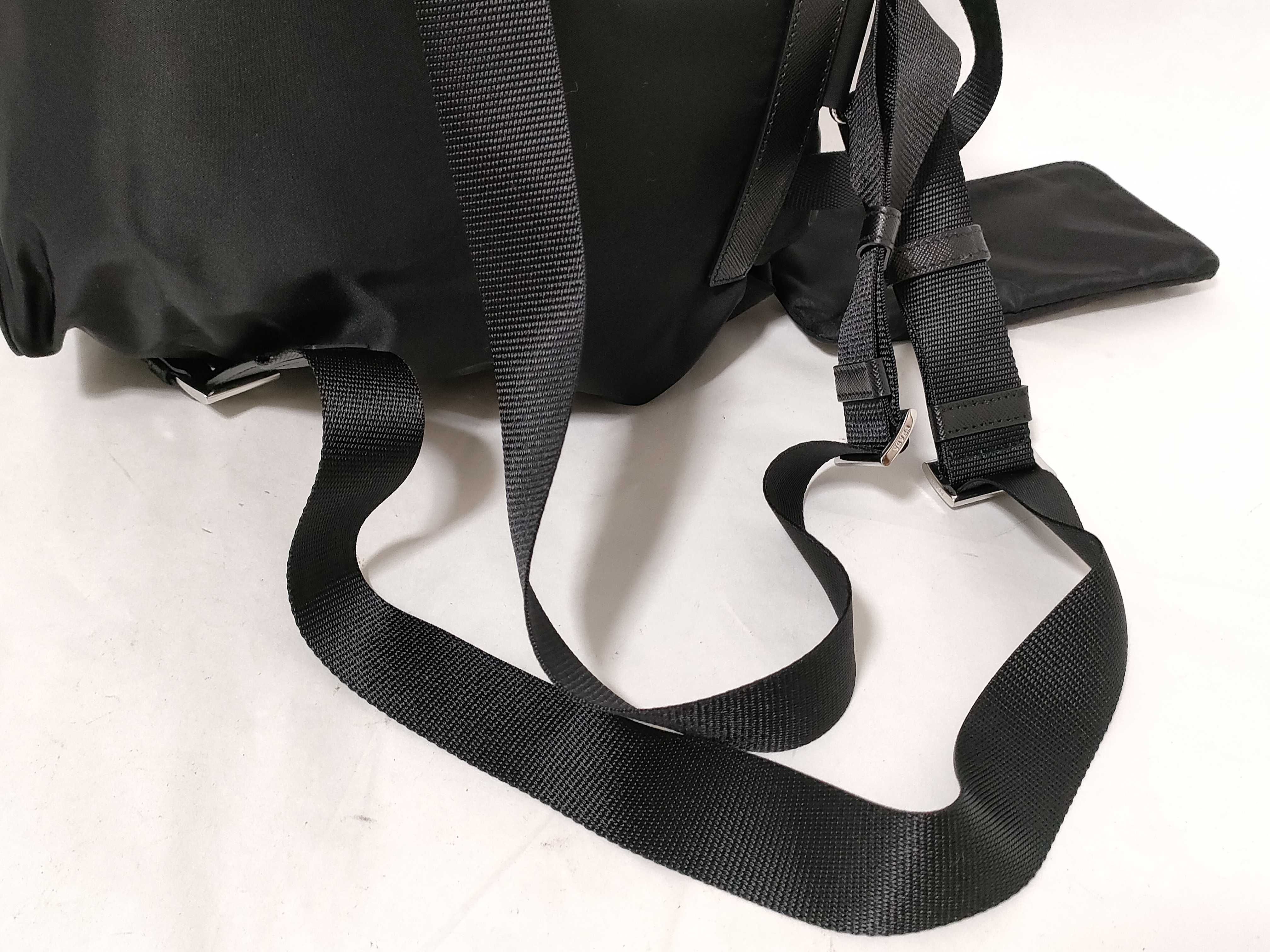 Nylon Medium Backpack, Black Re Nyron, with Pouch, Size 30. — view 3