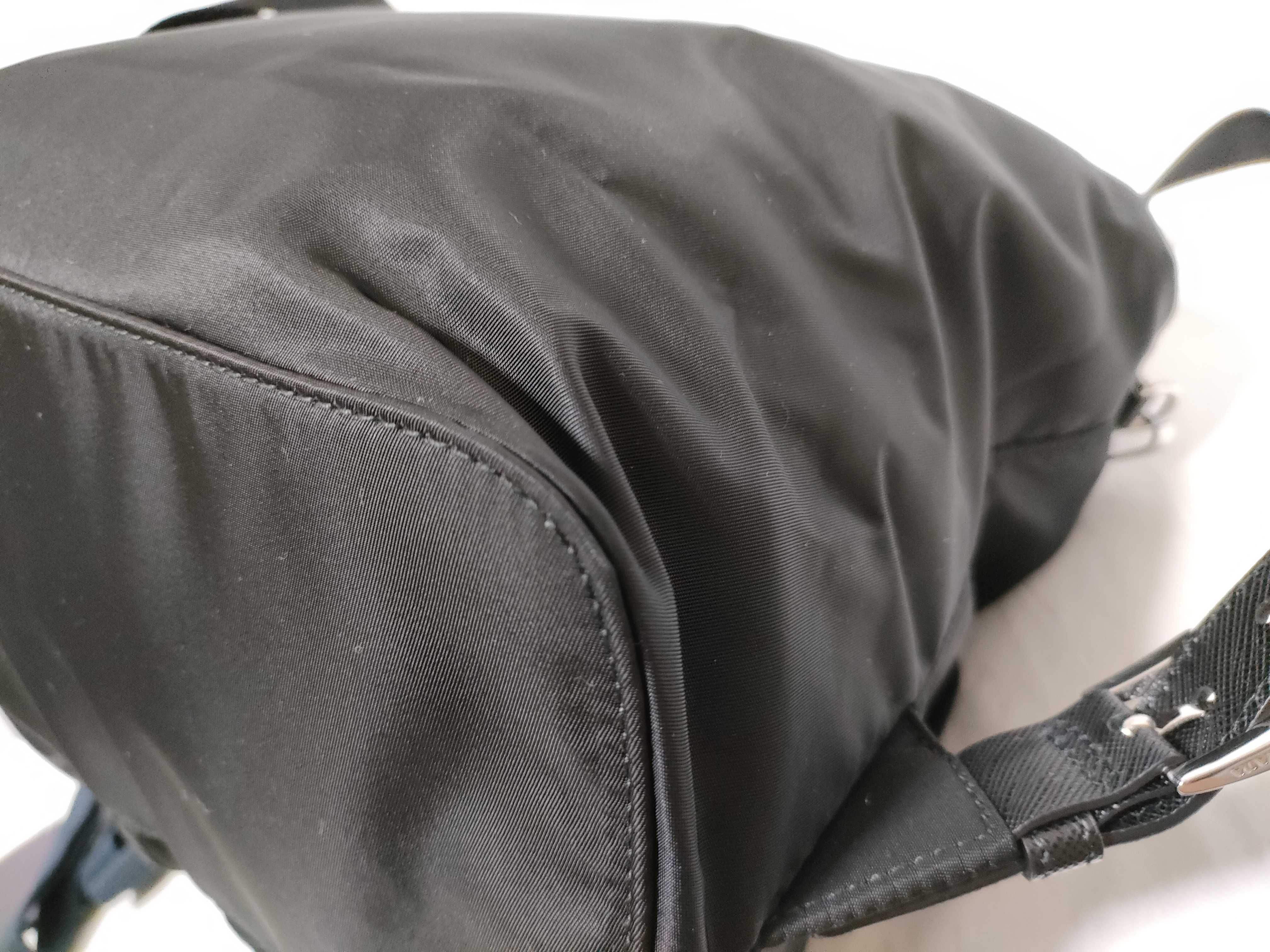 Nylon Medium Backpack, Black Re Nyron, with Pouch, Size 30. — view 6